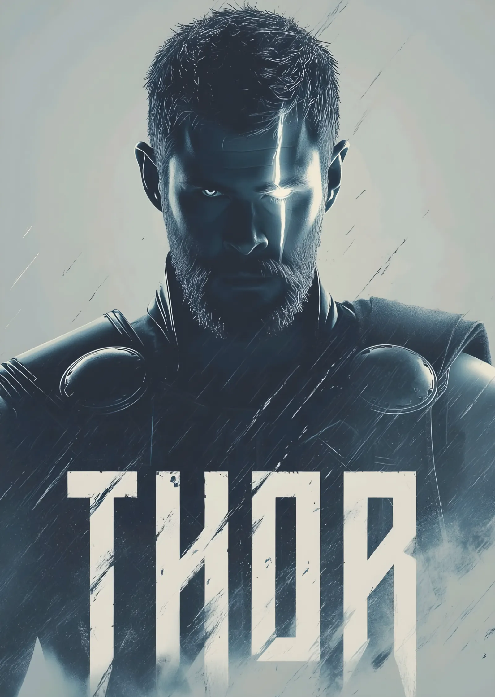 Thor - Gri Tonlar metal tablo