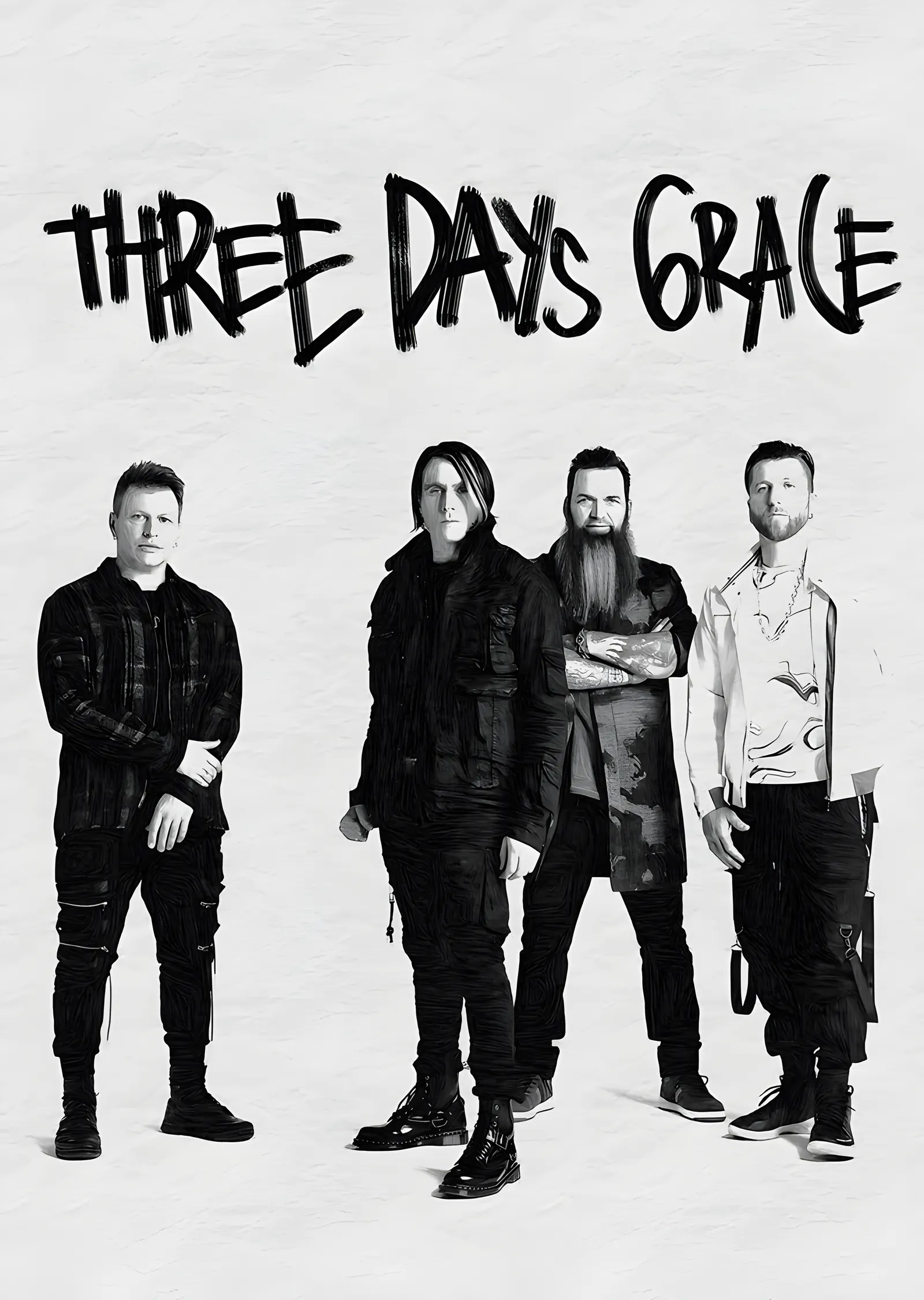 Three Days Grace - Beyaz Zemin metal tablo