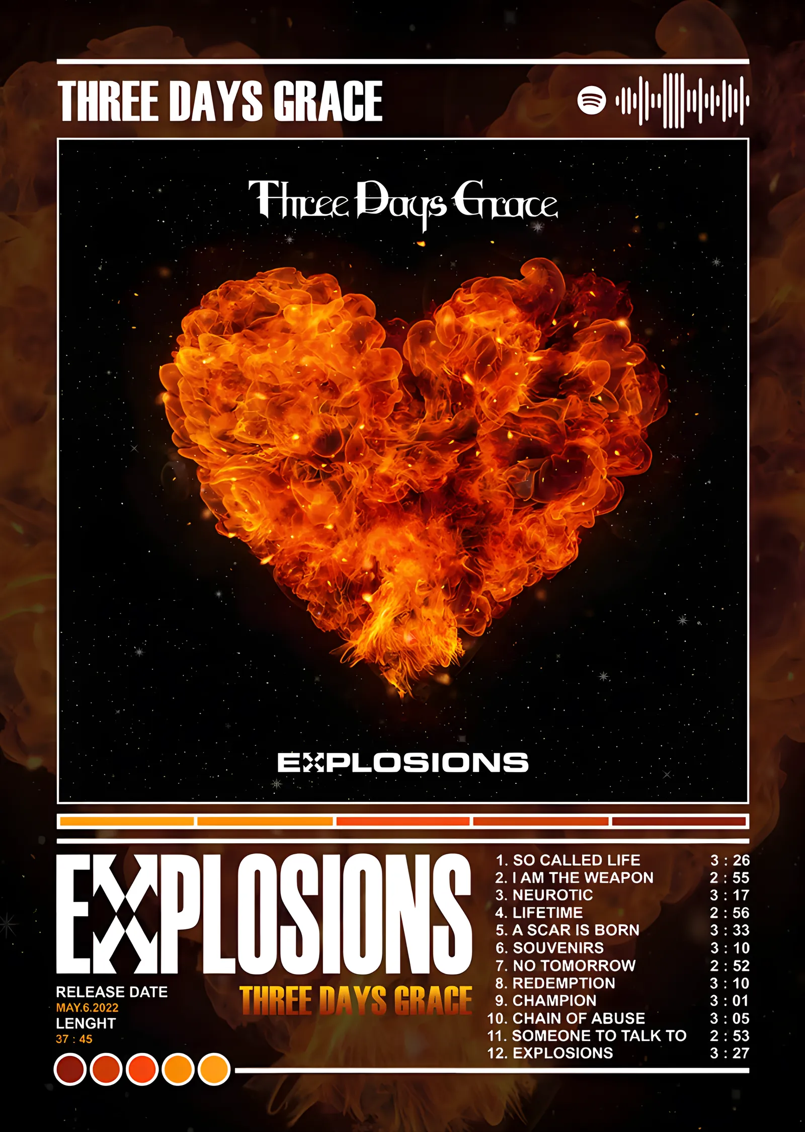 Three Days Grace - Explosions metal tablo