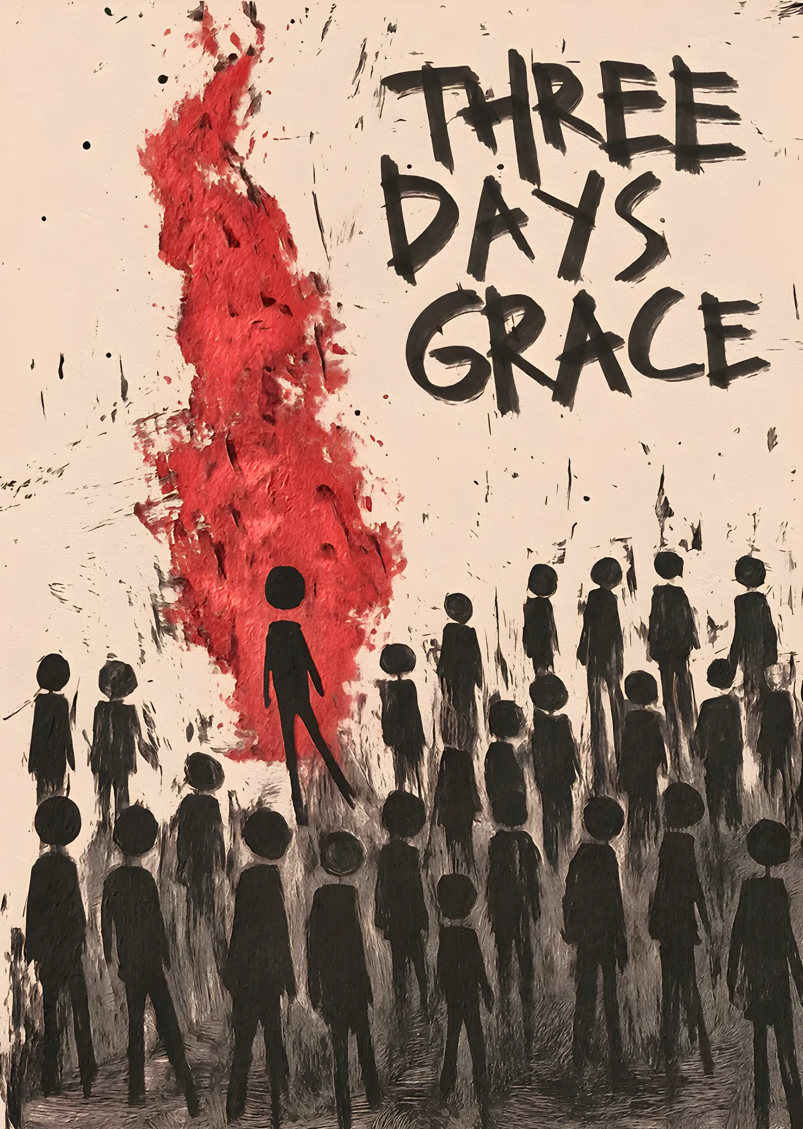 Three Days Grace - Kırmızı Kalabalık metal tablo