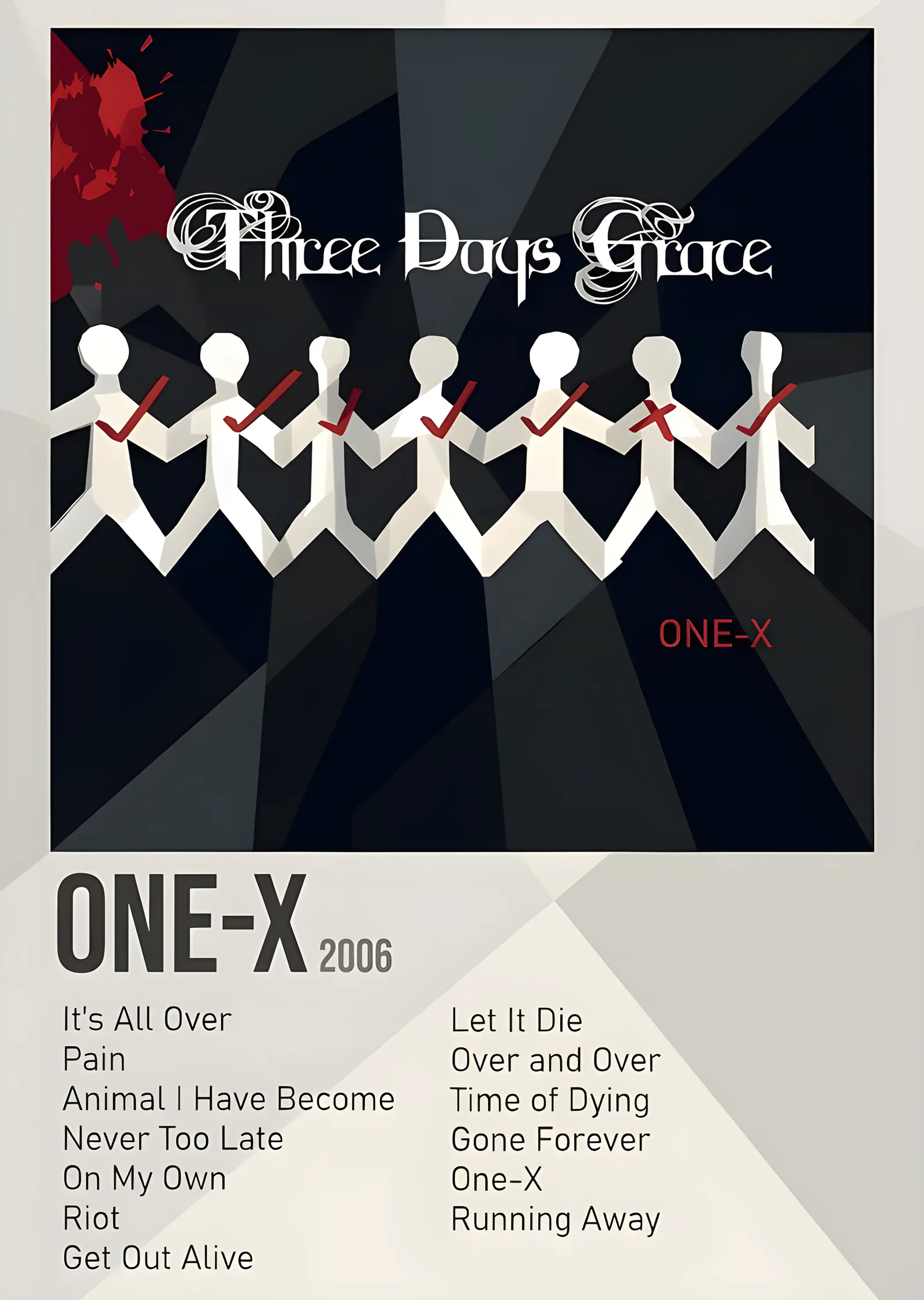 Three Days Grace - One-X 2006 metal tablo