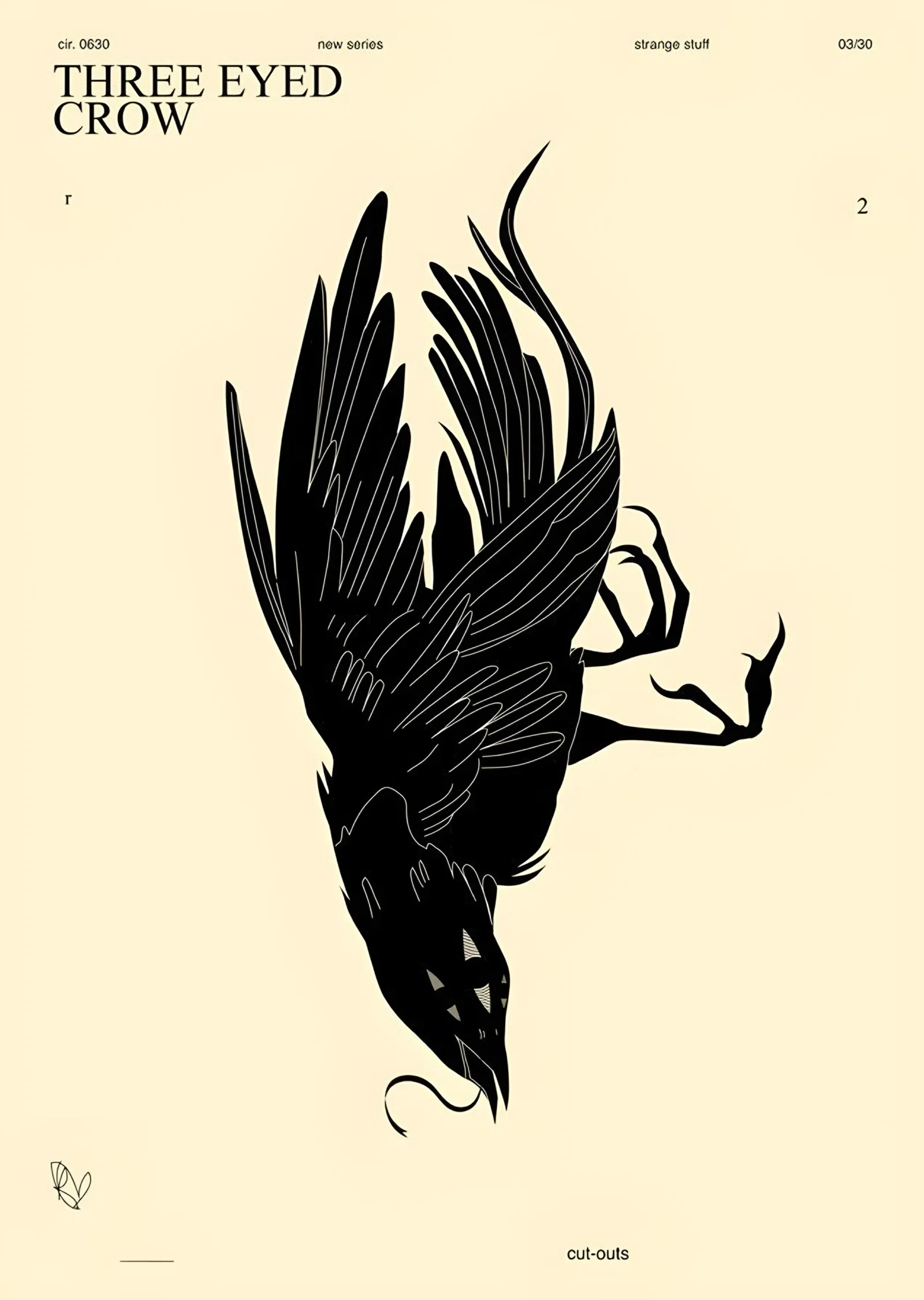 Three Eyed Crow - Krem Zemin metal tablo
