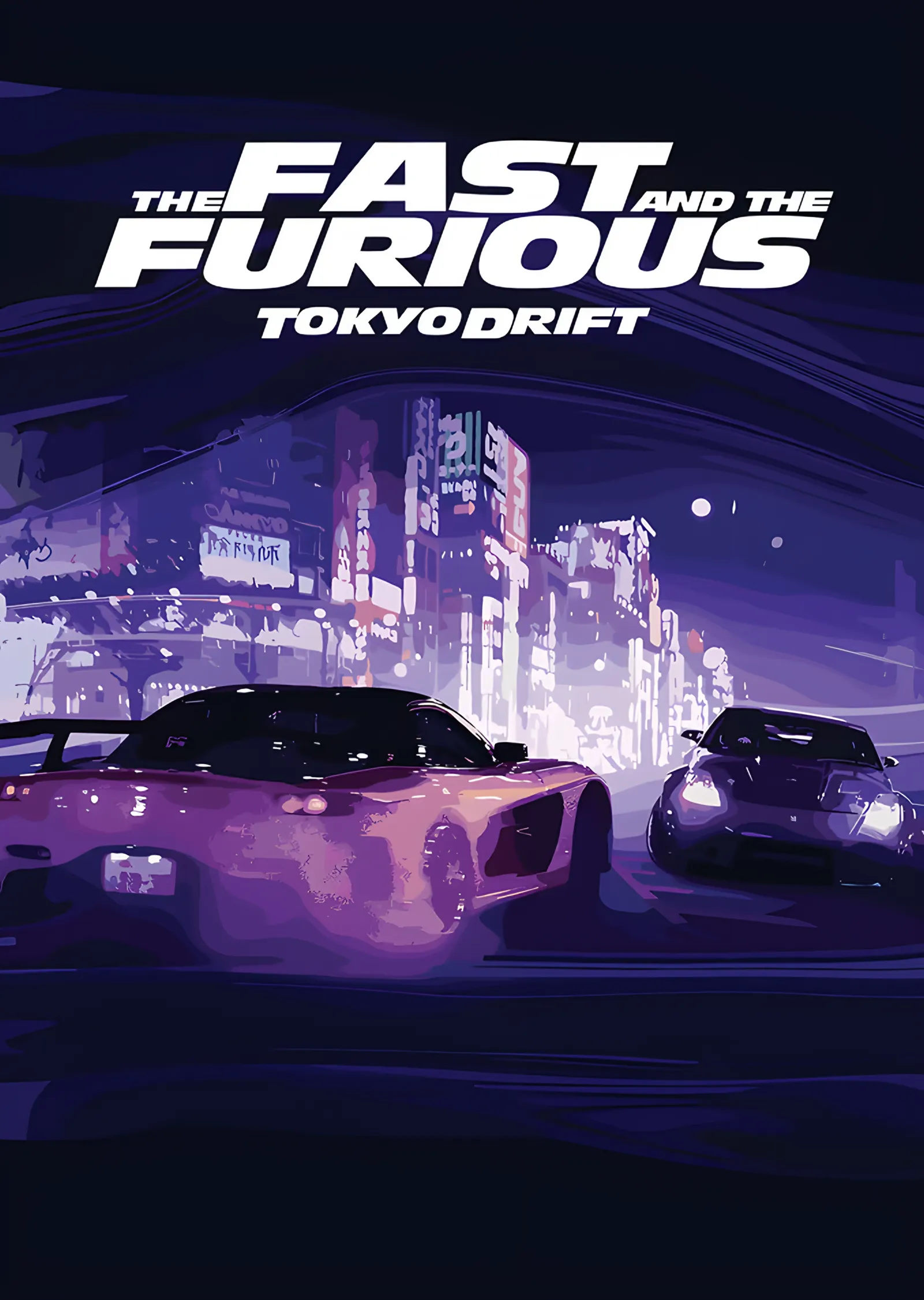 Tokyo Drift - Mor Neon Gece metal tablo