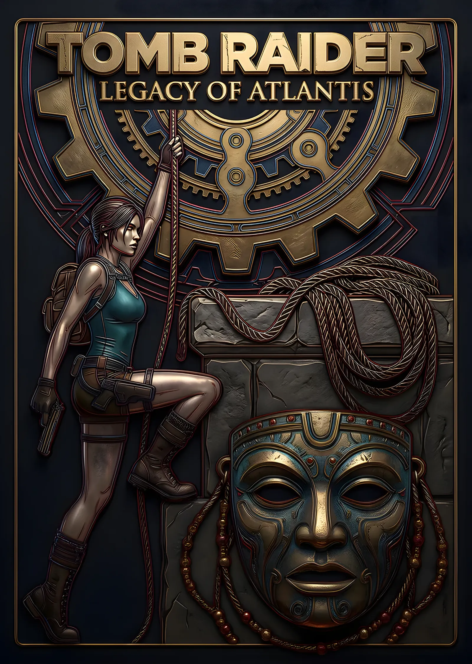 Tomb Raider: Altın Maskeli Mekanizmada Lara metal tablo