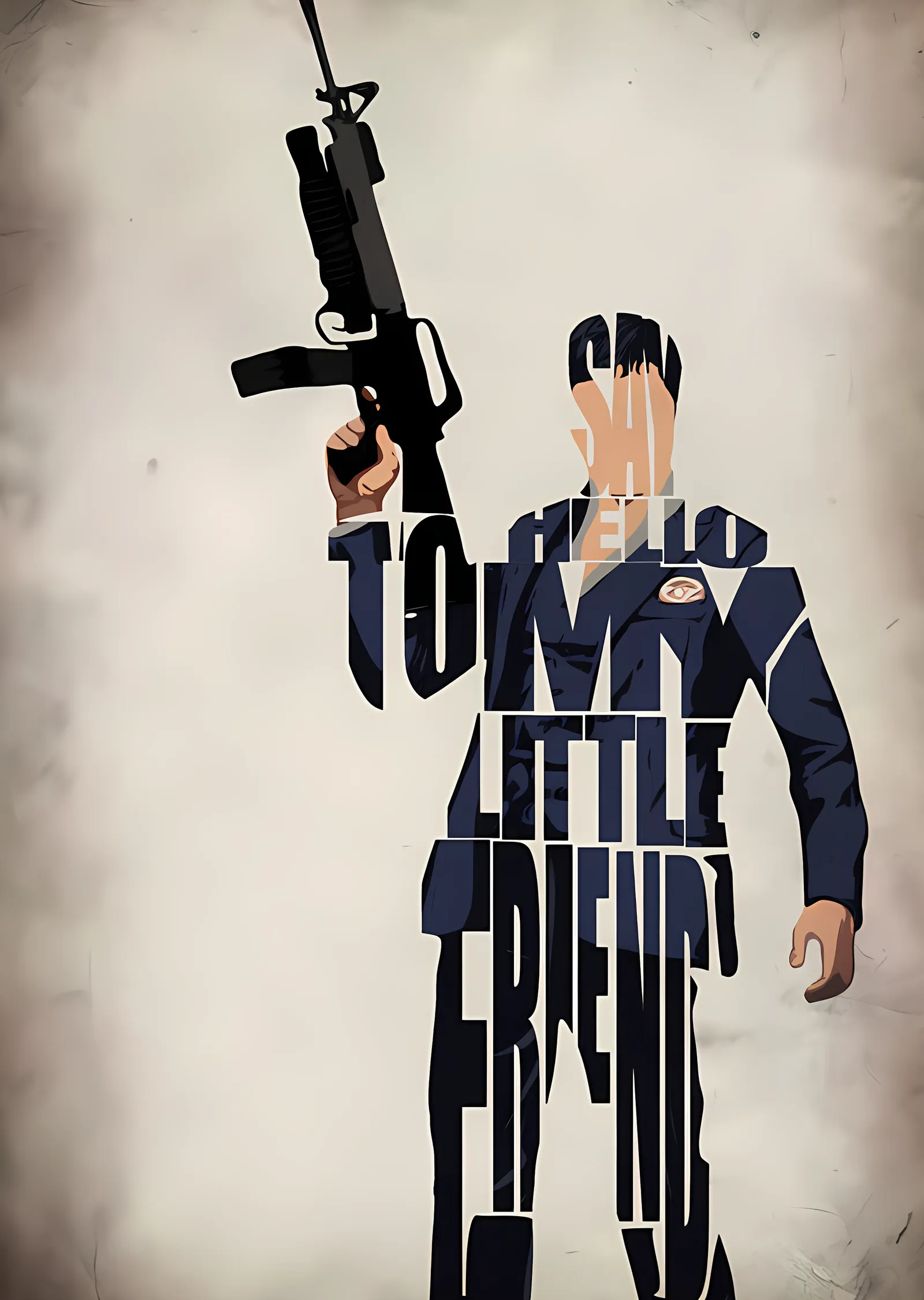 Tony Montana - Tipografi Portre metal tablo