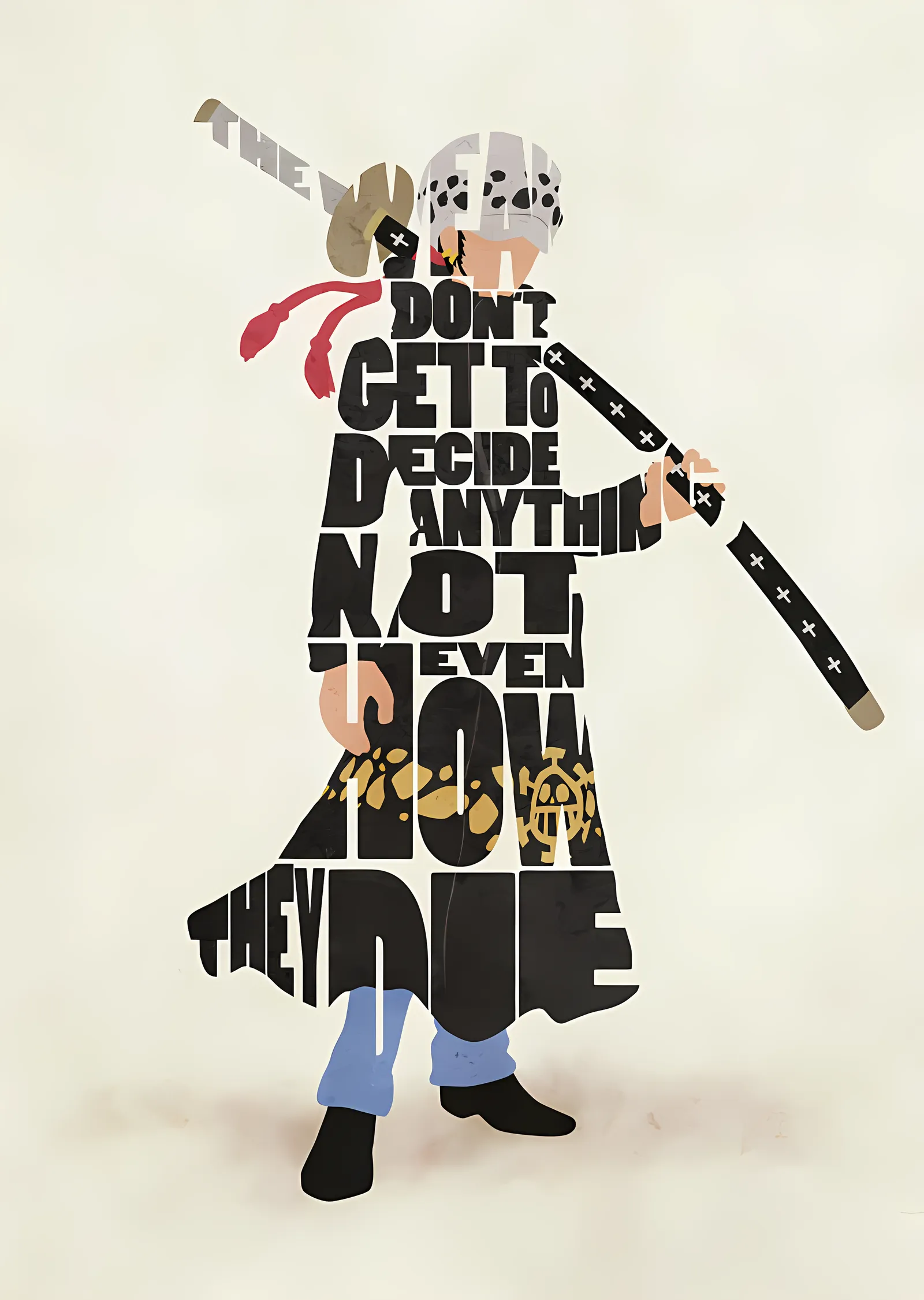 Trafalgar Law - Tipografi metal tablo