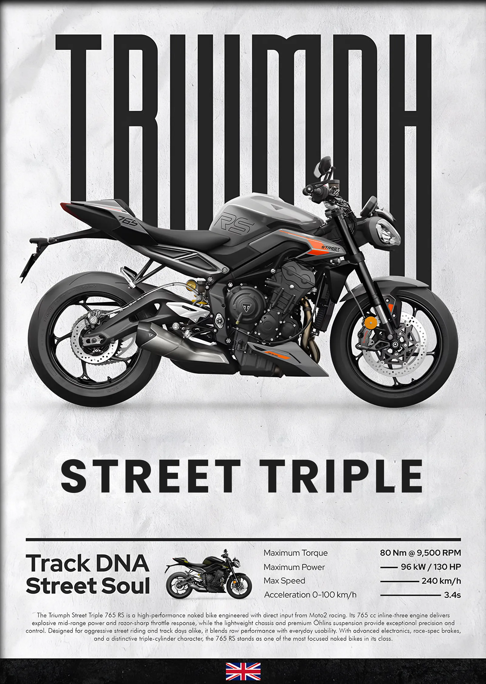 Triumph Street Triple Gri metal tablo