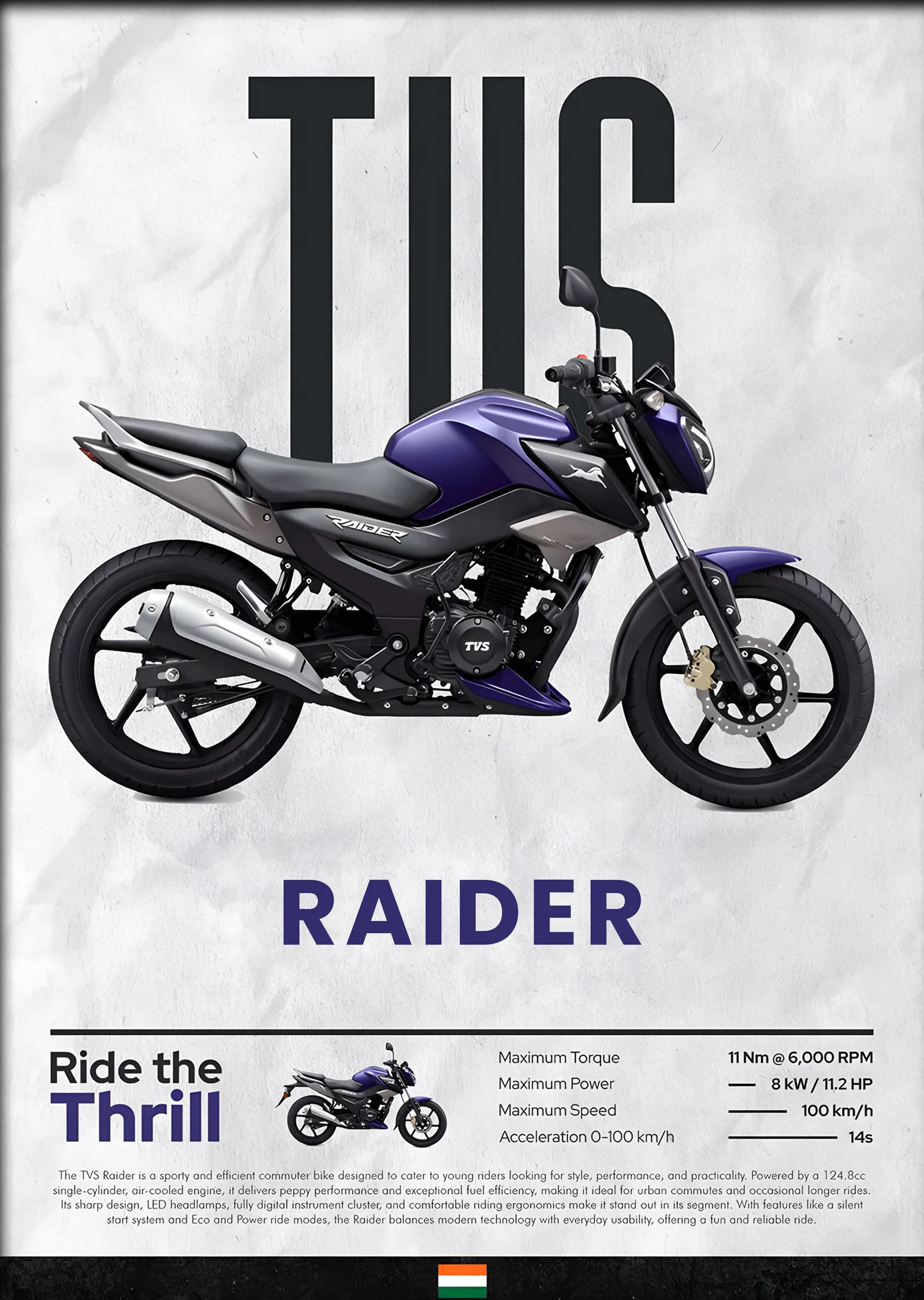TVS Raider Mor metal tablo