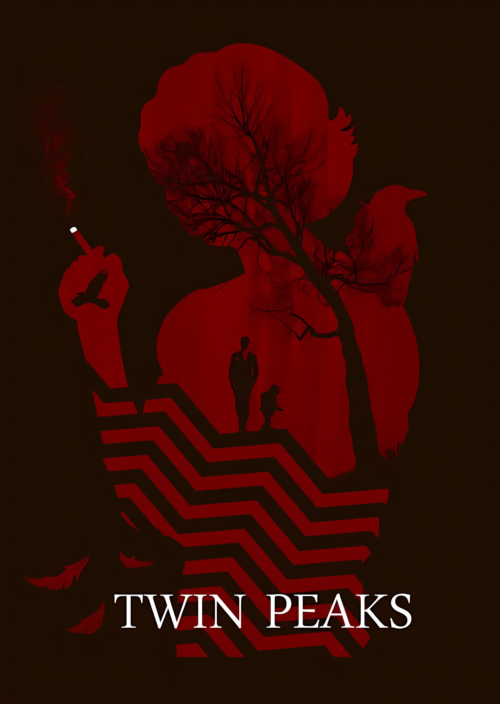 Twin Peaks - Kızıl Ağaç Silüeti metal tablo