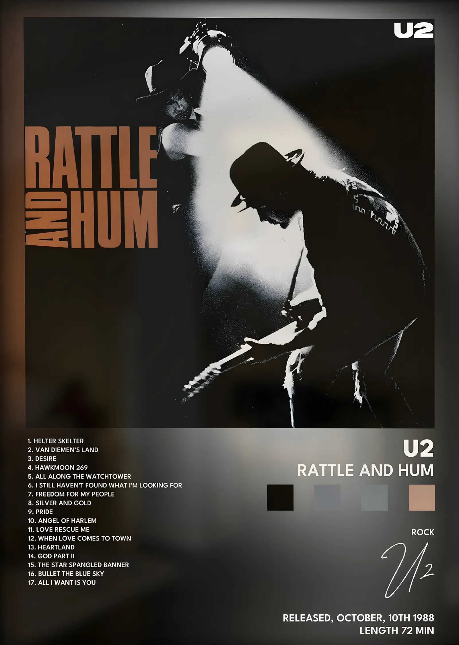 U2: Rattle and Hum metal tablo