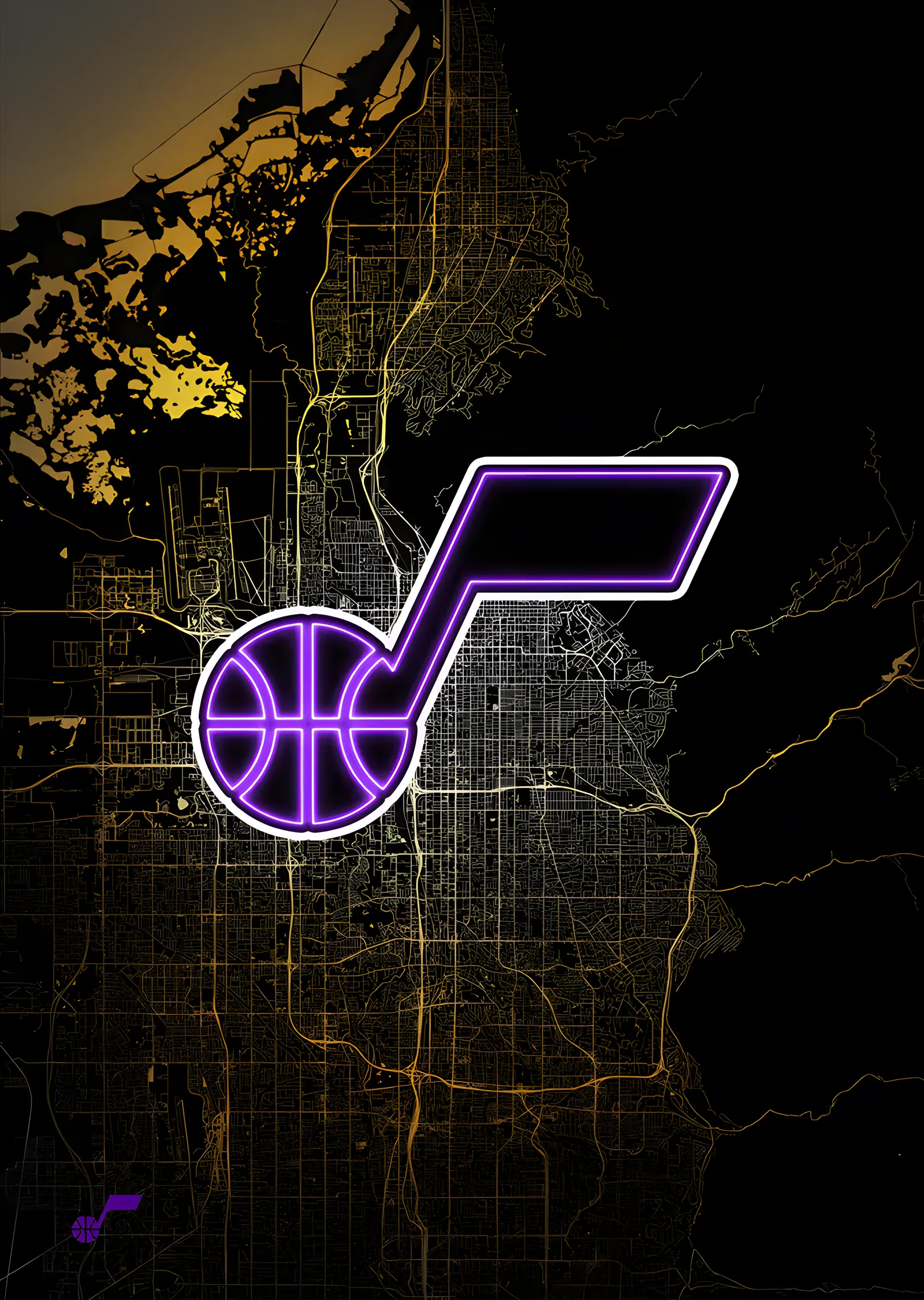 Utah Jazz - Şehir Haritası metal tablo