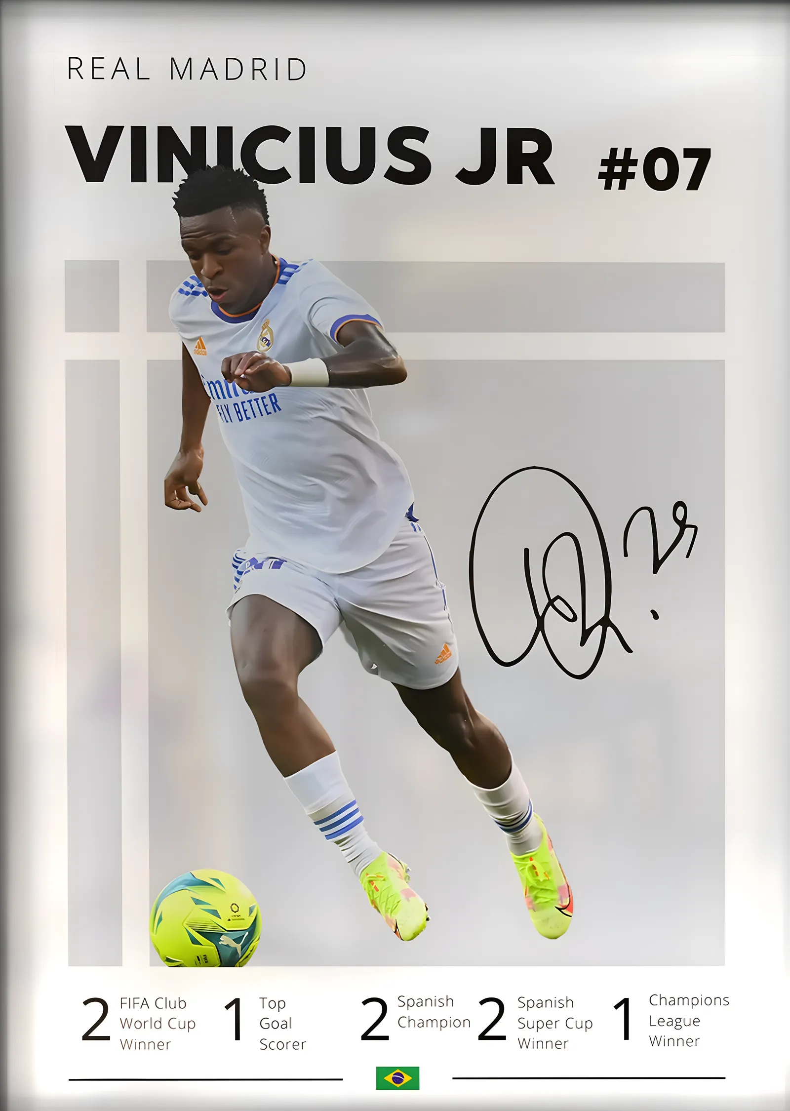 Vinicius Jr: Real Madrid metal tablo