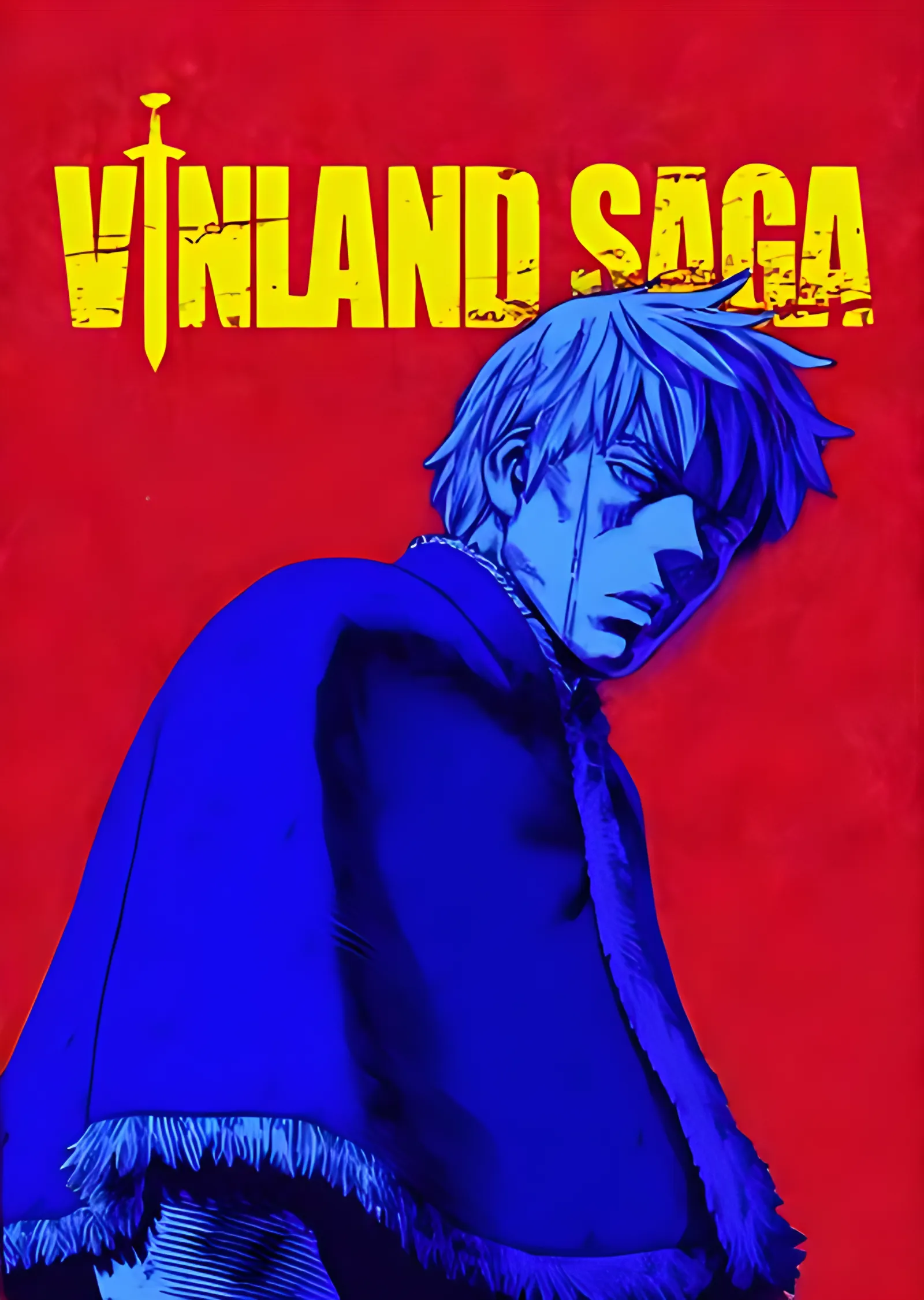 Vinland Saga: Kırmızı Zeminde Mavi Thorfinn metal tablo