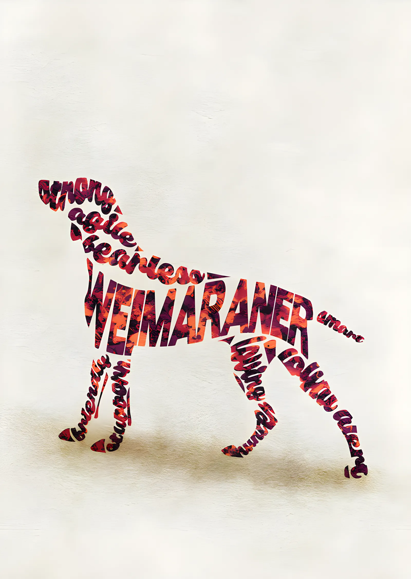 Weimaraner - Tipografi metal tablo