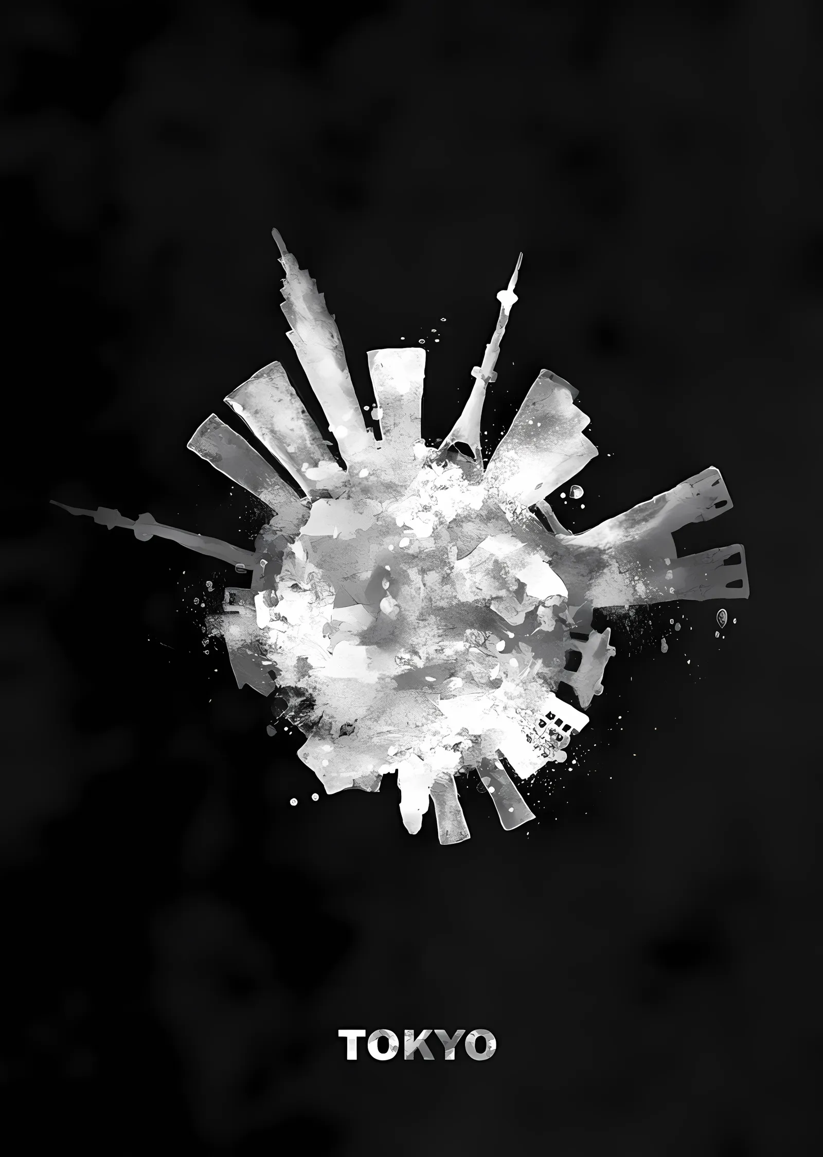 Tokyo - Beyaz Suluboya Dairesi metal tablo