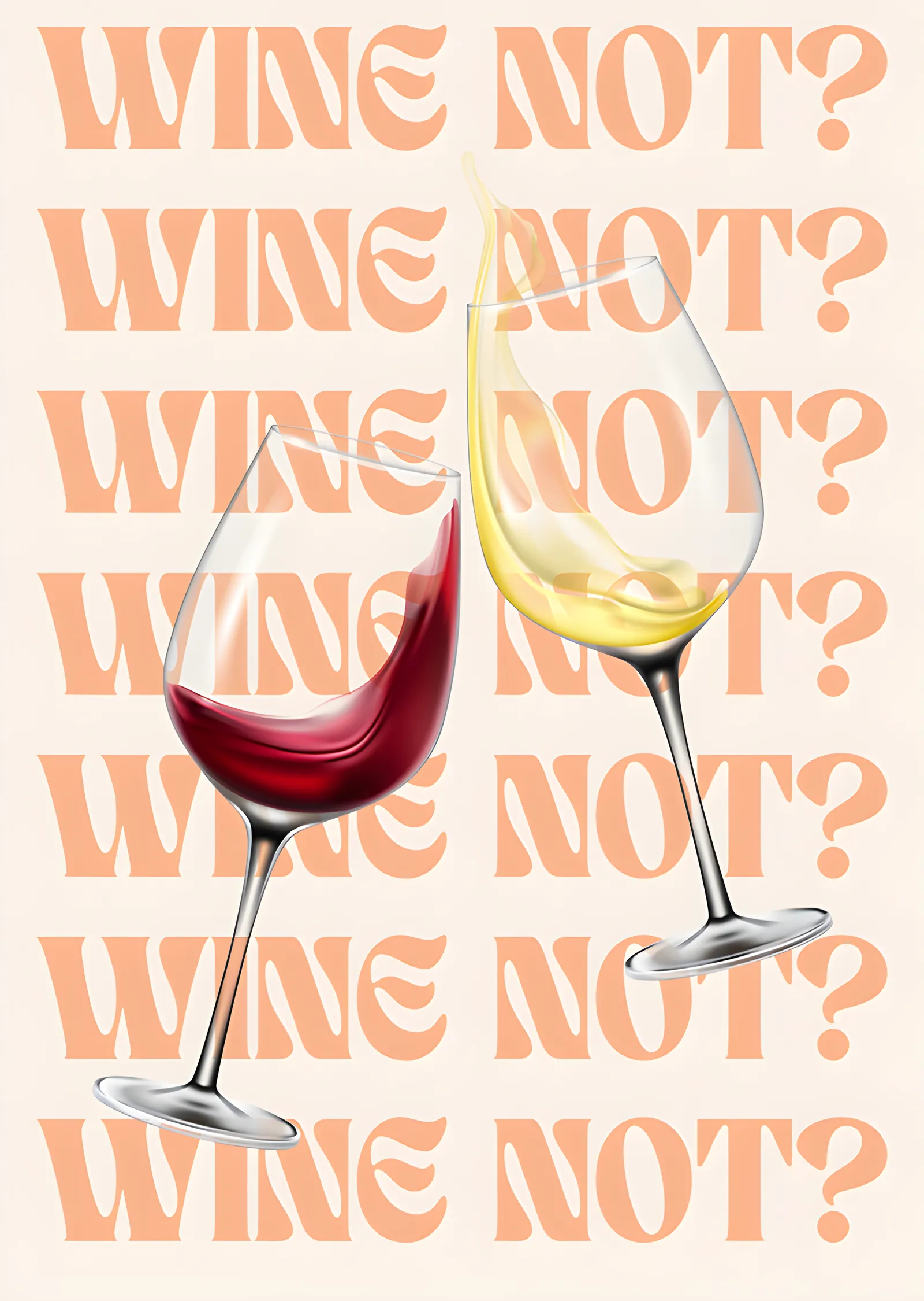 Wine Not? Tekrarlı Tipografi metal tablo