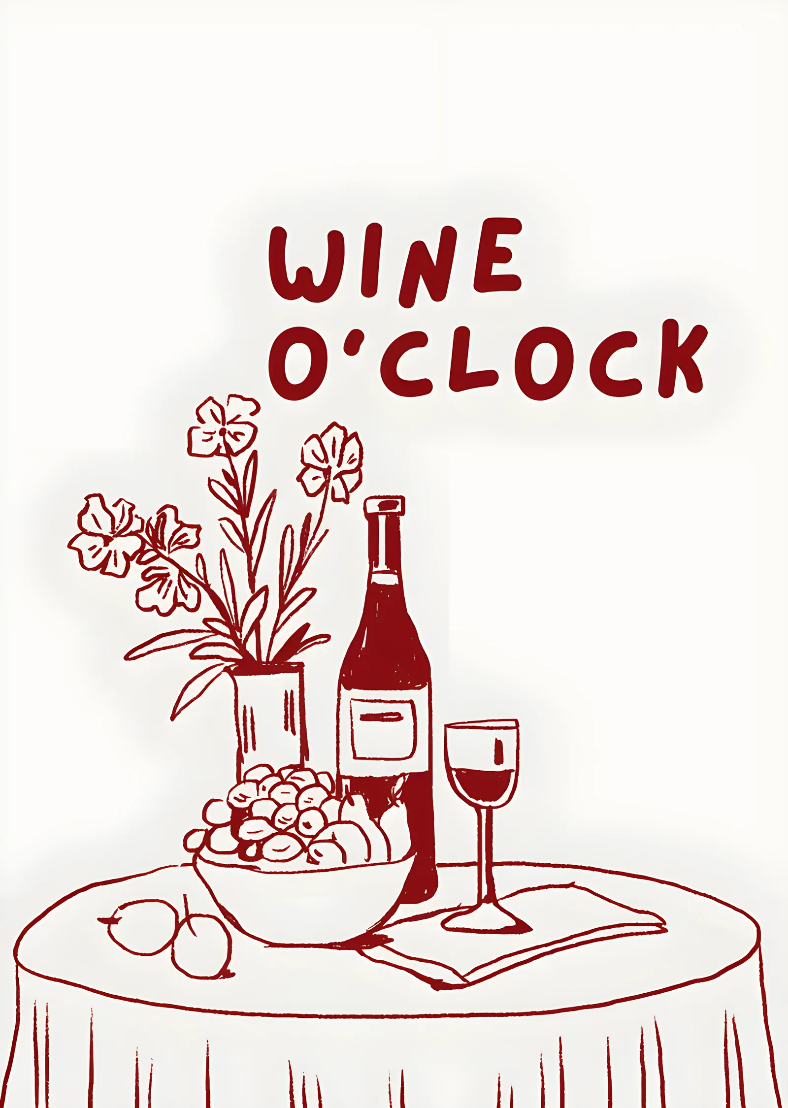 Wine O'Clock Masa Çizimi metal tablo