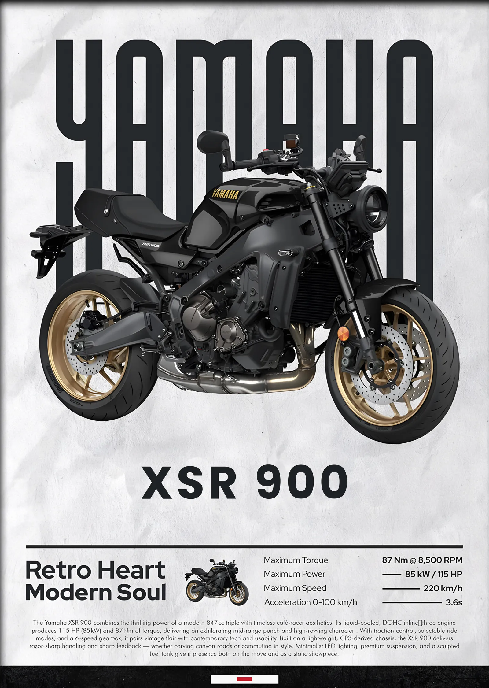 Yamaha XSR 900 metal tablo