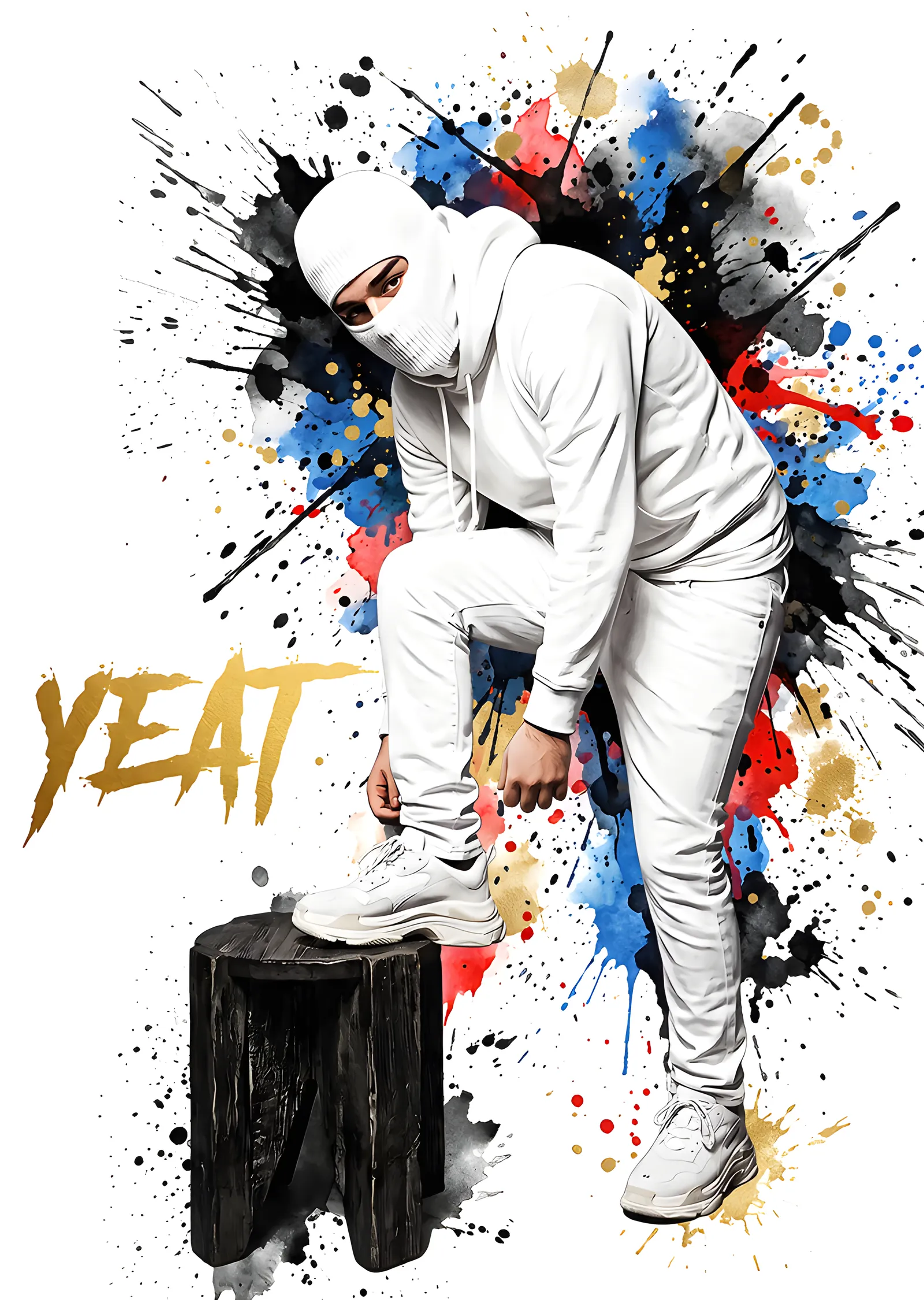 Yeat: Boya Sıçramalı Portre metal tablo