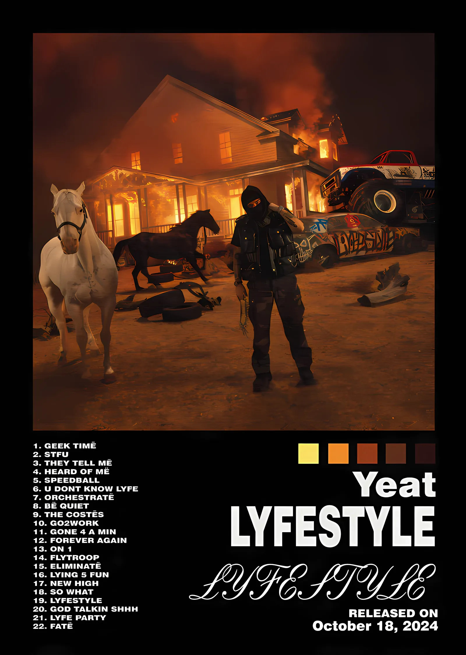 Yeat: Lyfestyle Yanan Ev Kapağı metal tablo