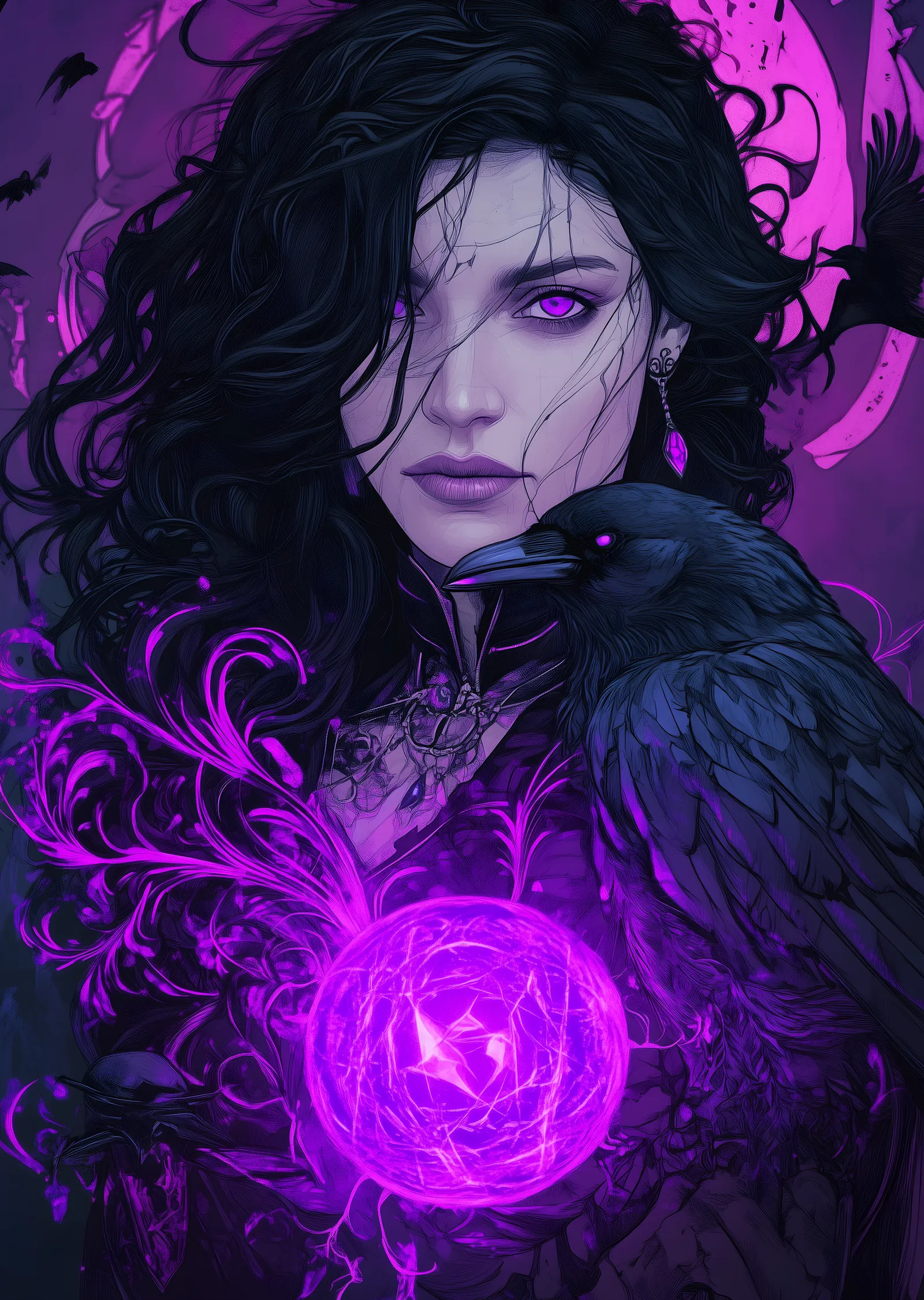 Yennefer Mor Küre metal tablo