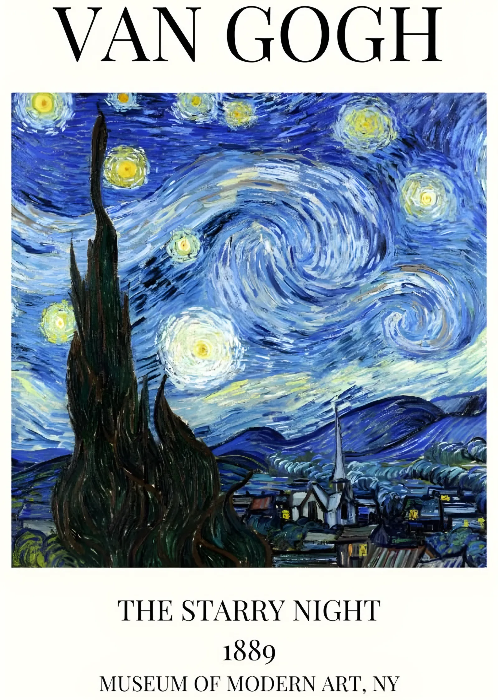 Yıldızlı Gece Müze Afişi - Vincent van Gogh metal tablo