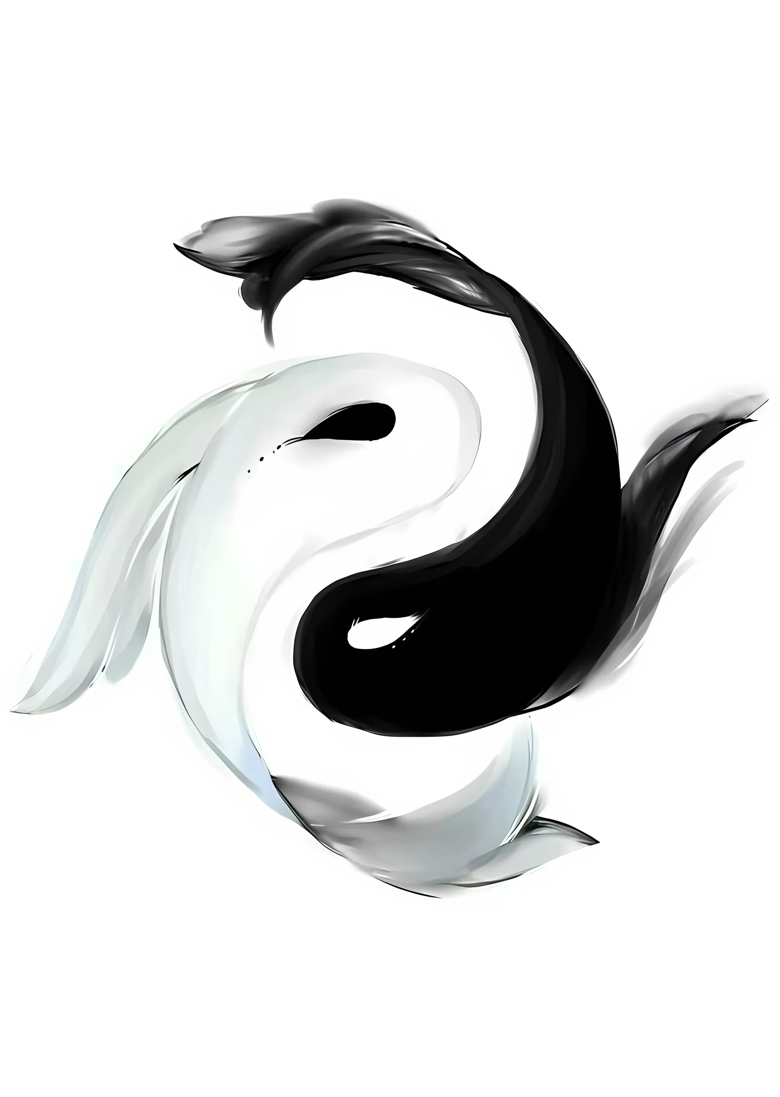 Yin Yang Koi: Siyah Beyaz Balıklar metal tablo