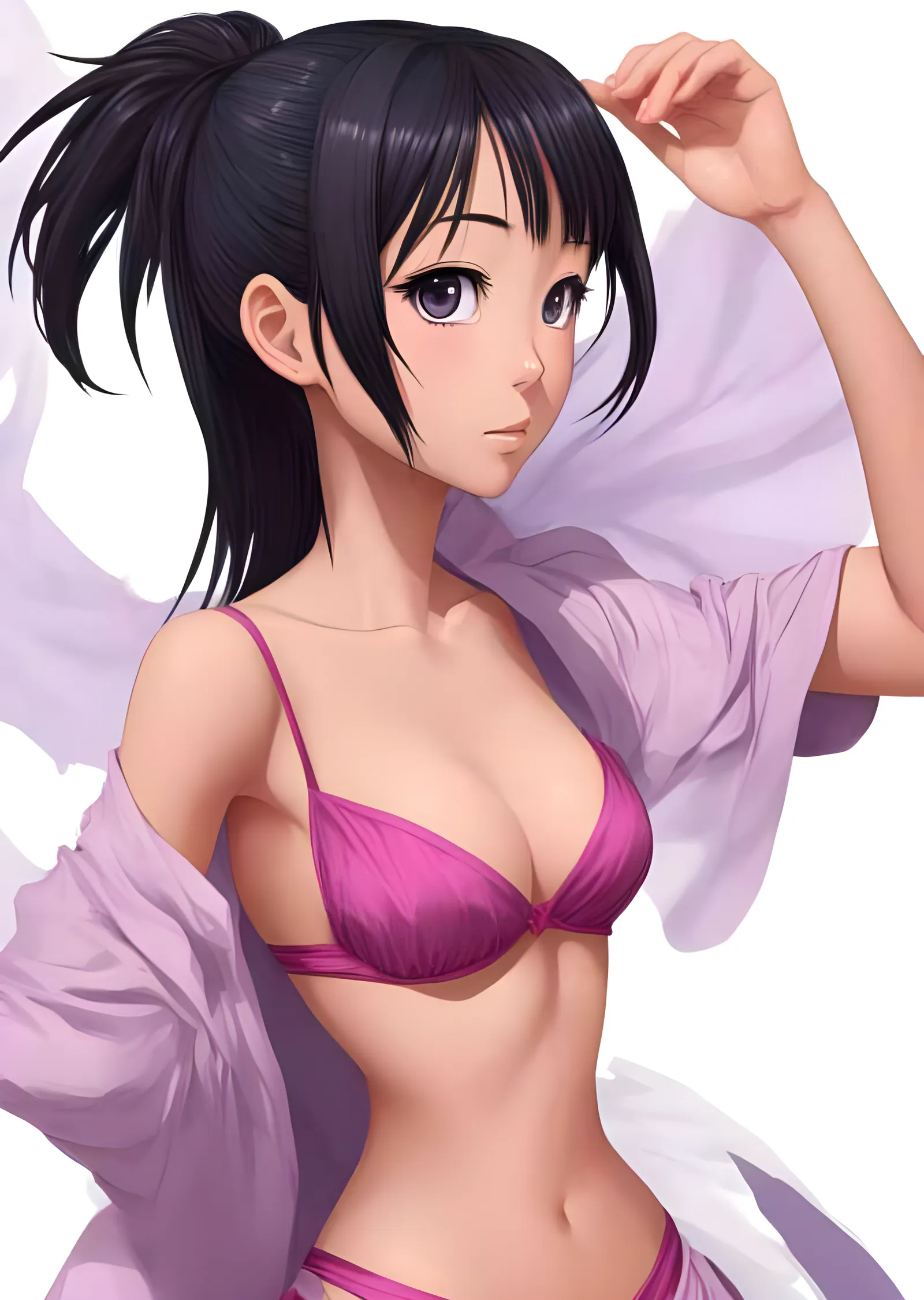 Pembe Bikinili Anime Kız - At Kuyruğu metal tablo