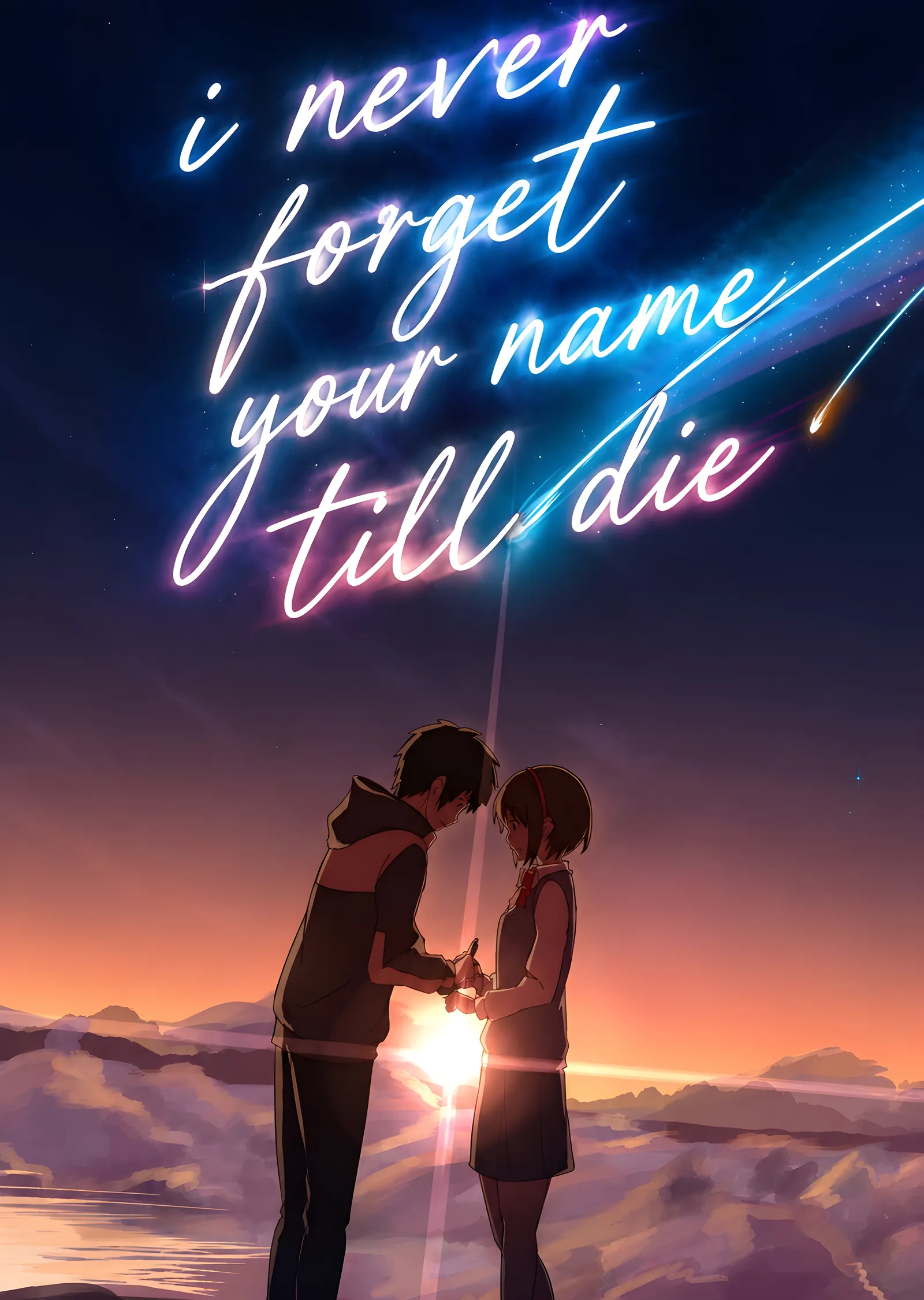Your Name - Neon Söz metal tablo