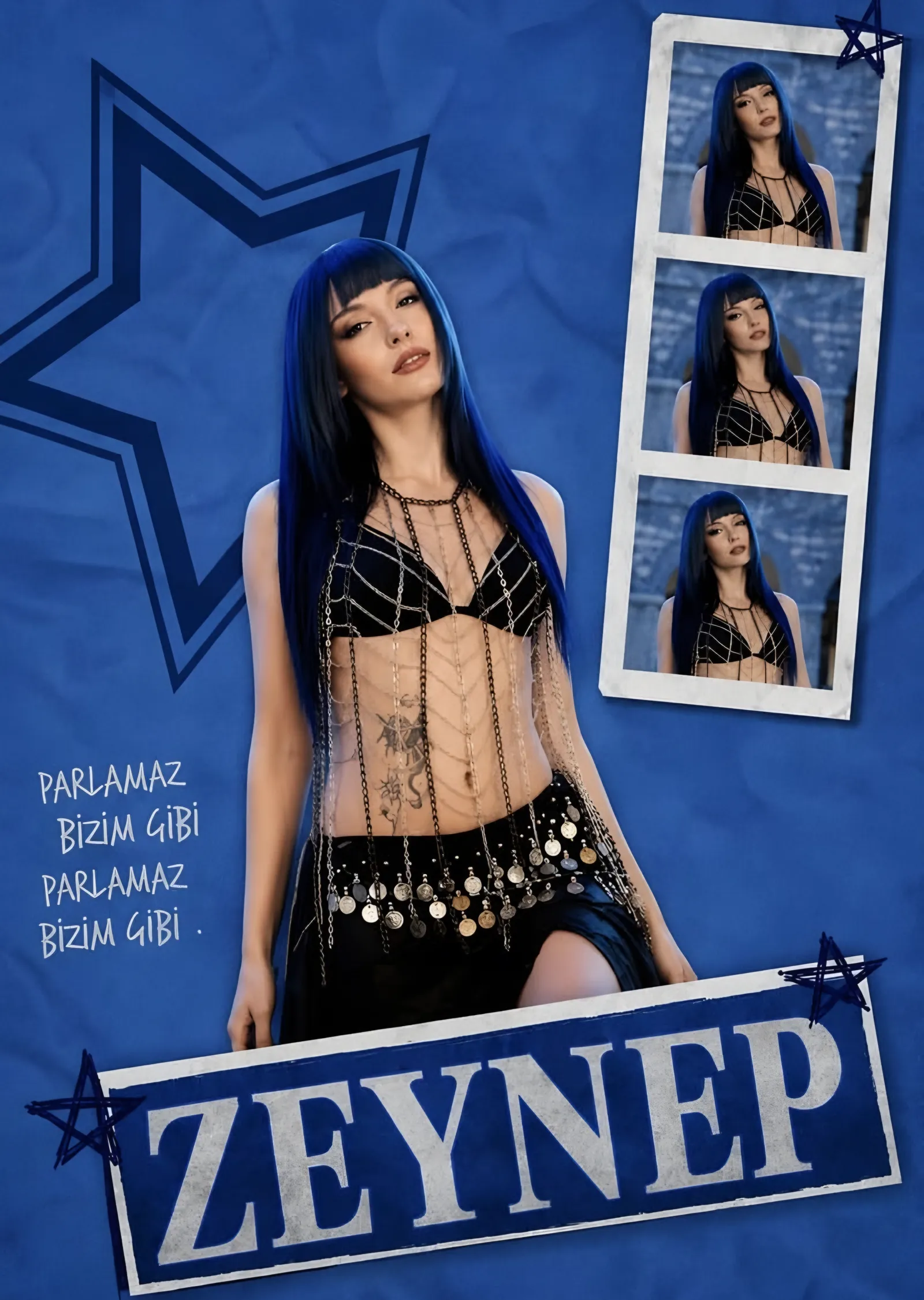 Zeynep Mavi Saç Kolajı metal tablo