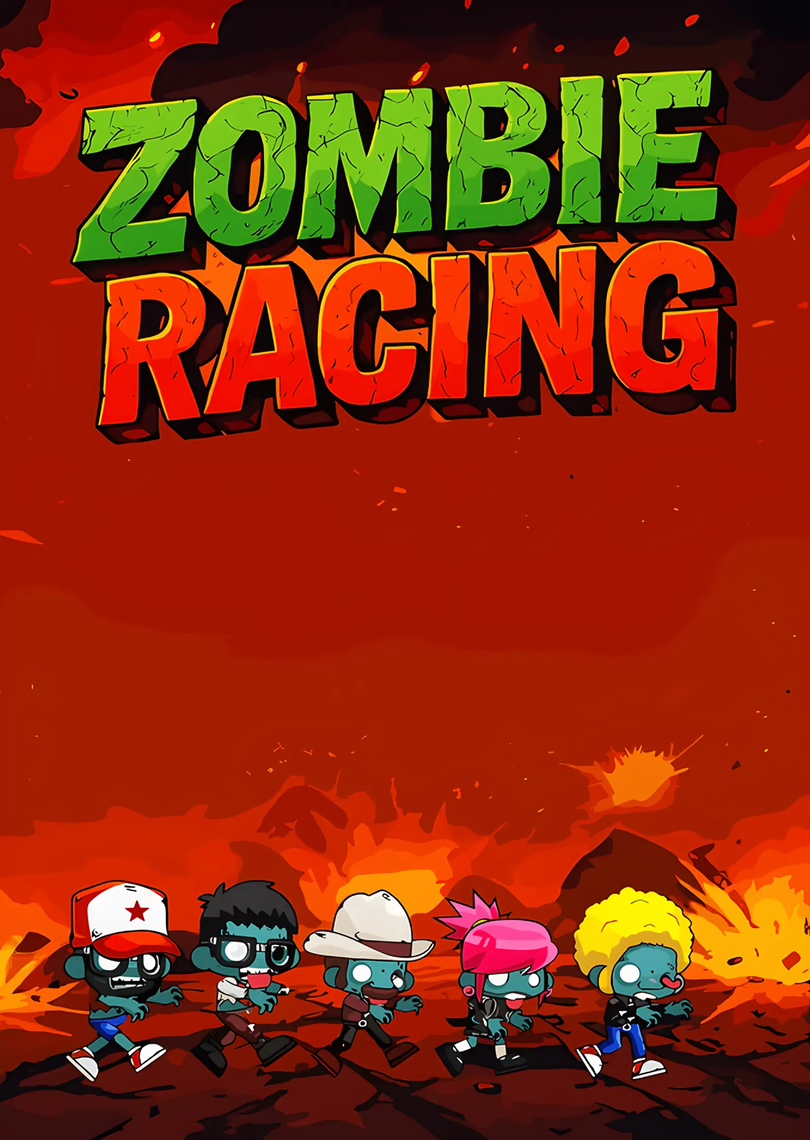 Zombie Racing: Alevli Pistte Zombi Koşusu metal tablo