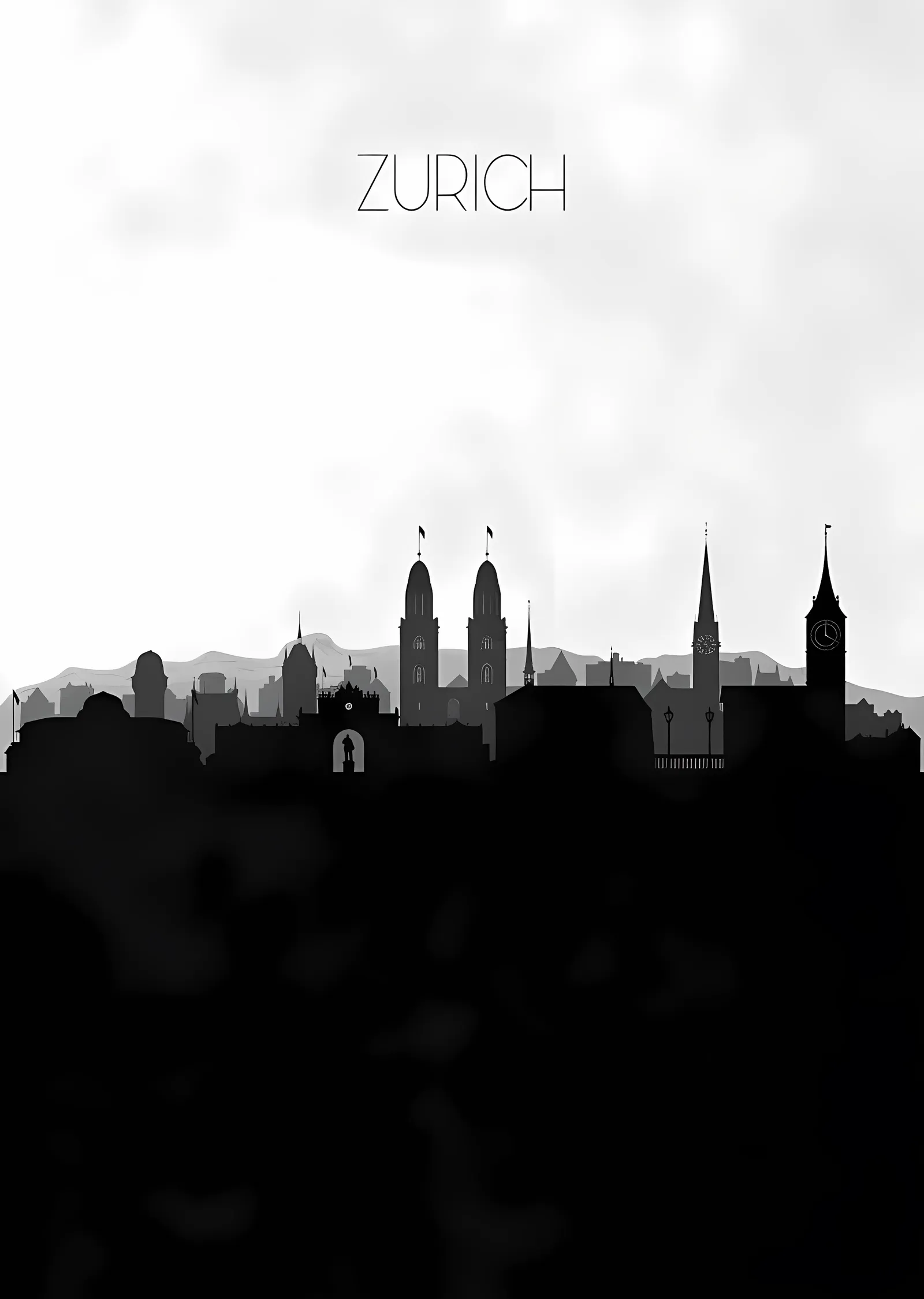Zürih Silueti metal tablo