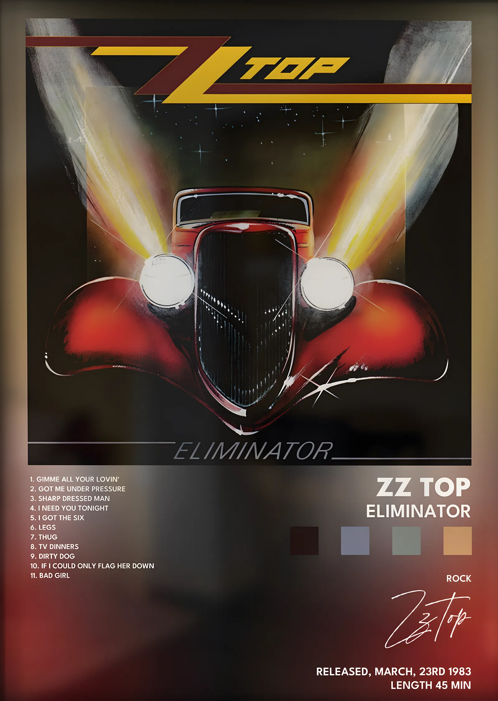 ZZ Top: Eliminator metal tablo