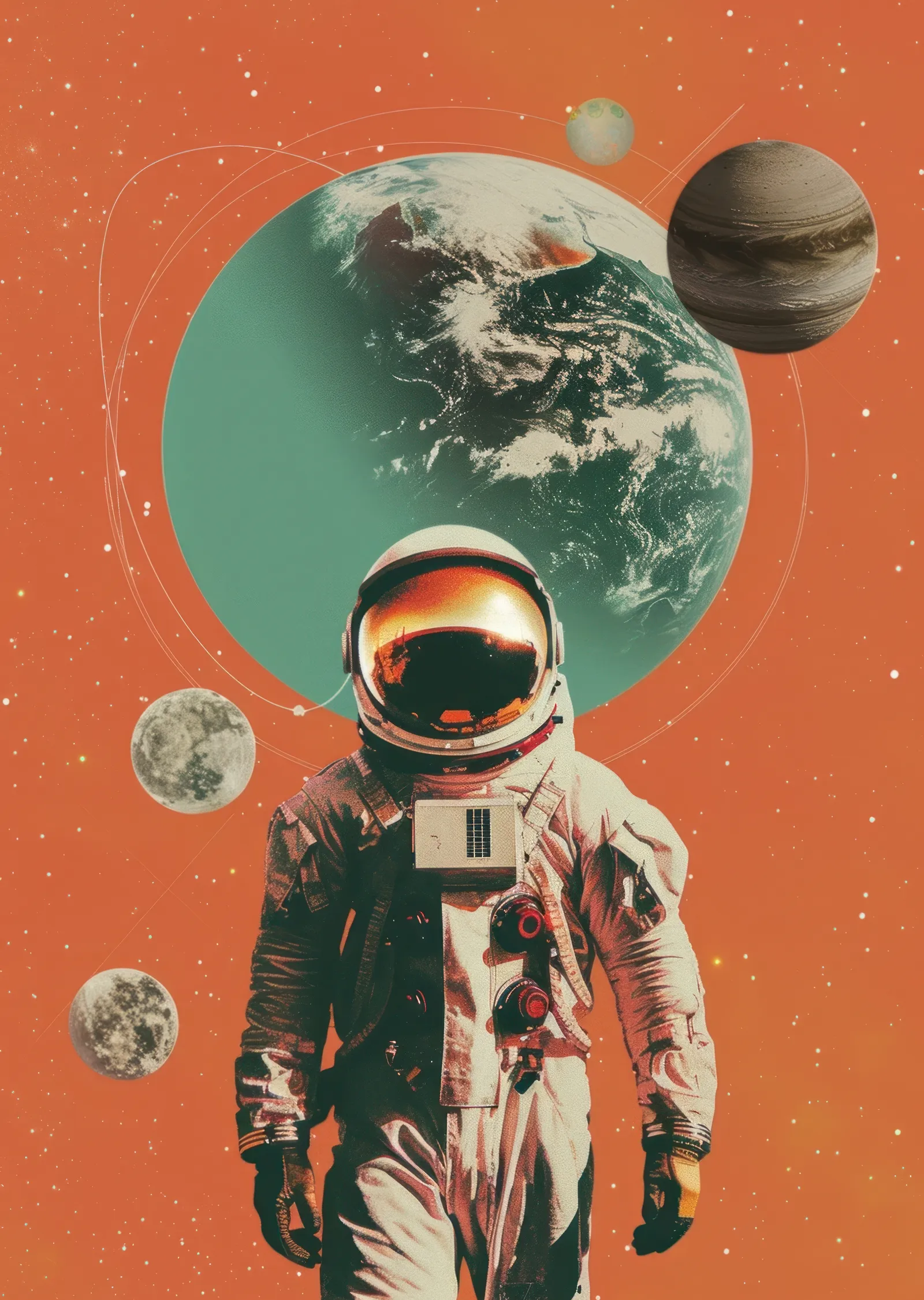 Uzay Keşfi: Astronot ve Gezegenler metal tablo