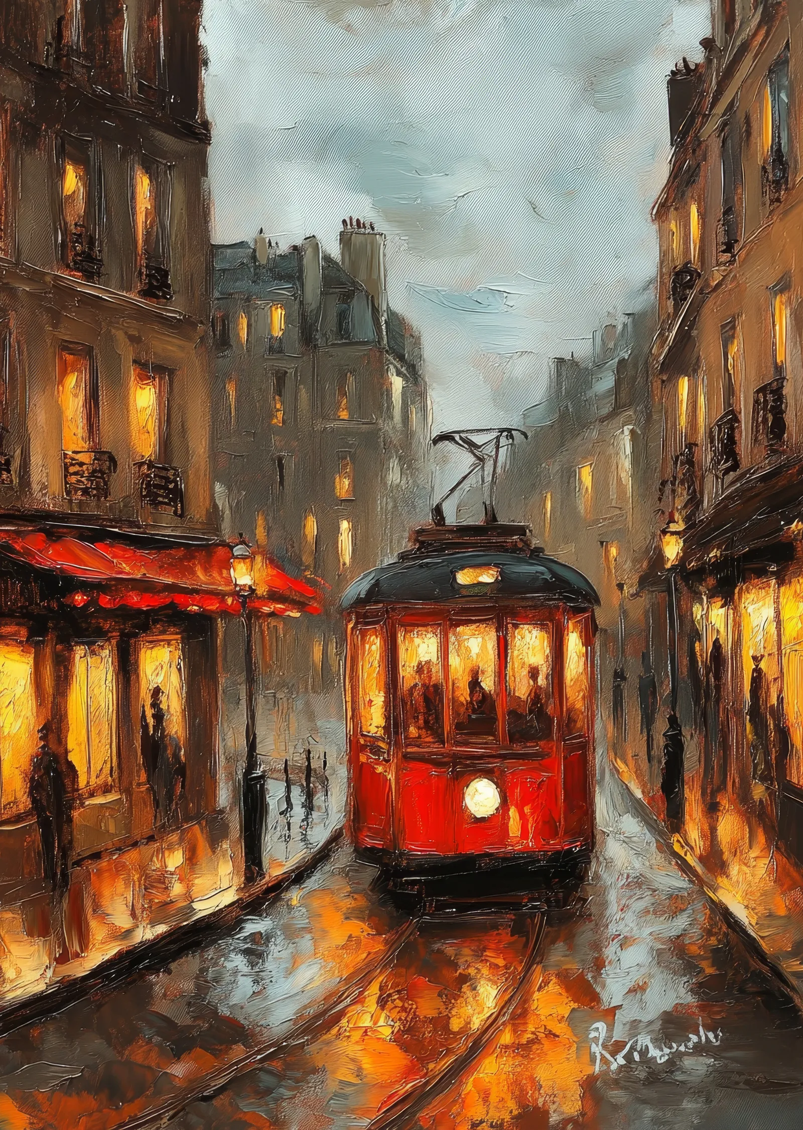Paris Kırmızı Tramvay metal tablo