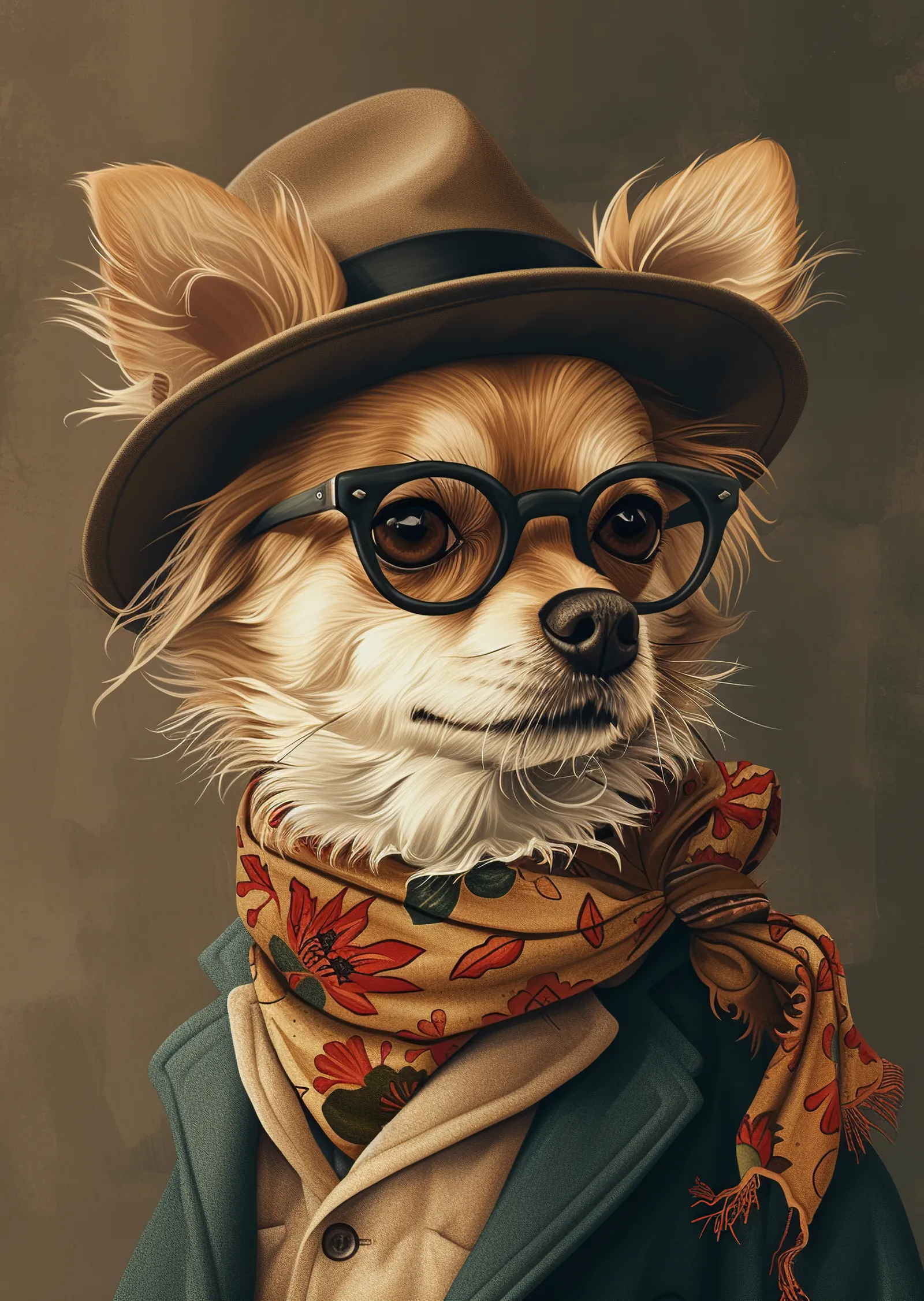 Şık Giyinmiş Chihuahua metal tablo