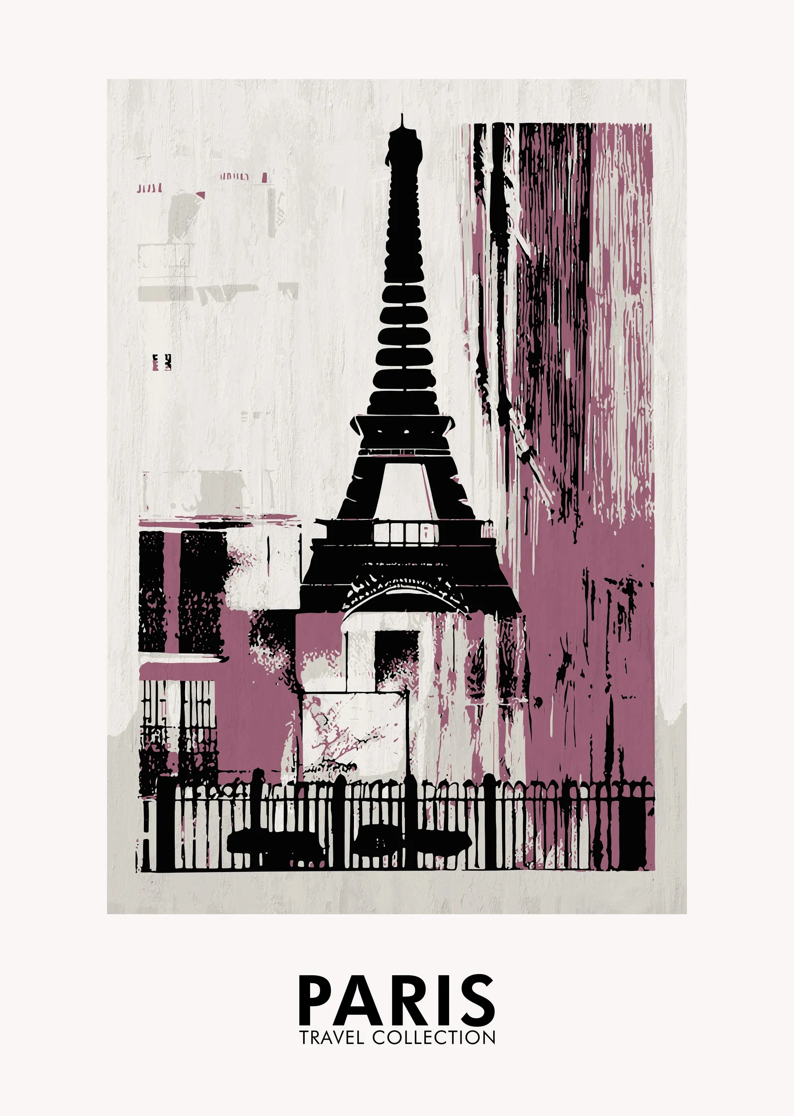 Paris: Mor ve Siyah Tonlu Modern Eyfel Kulesi metal tablo