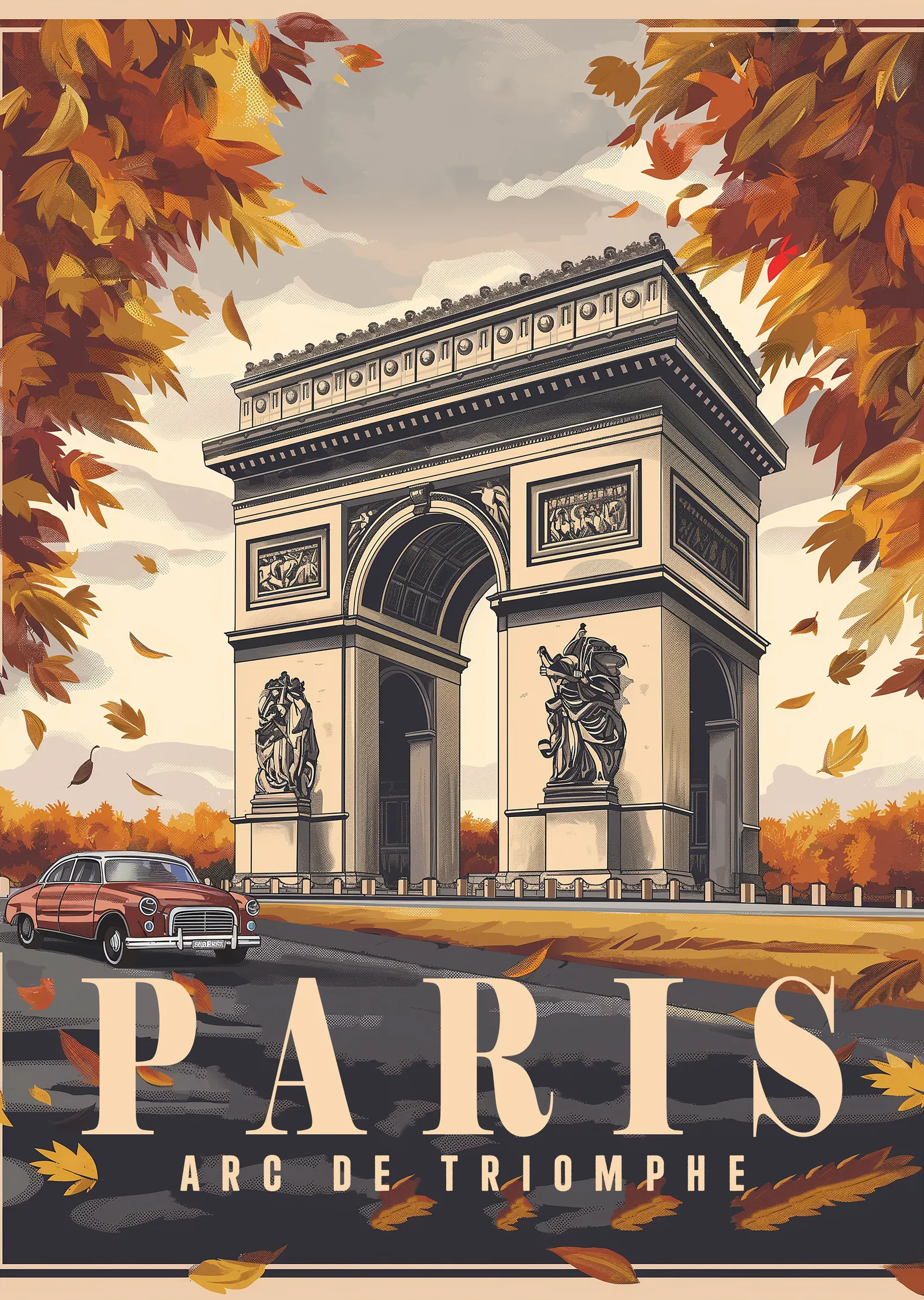 Paris Arc de Triomphe metal tablo