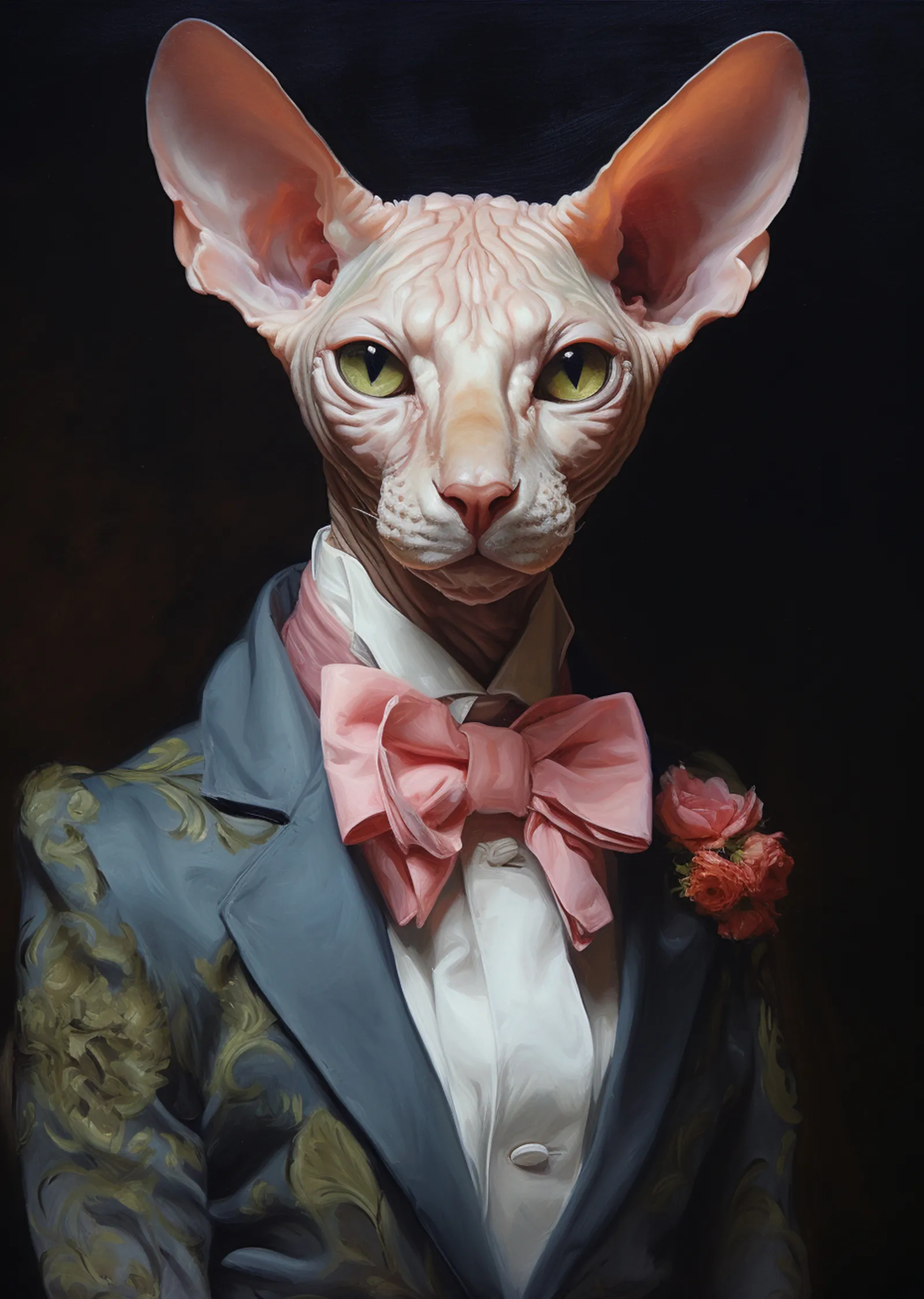 Damatlık Giyen Sphynx Kedisi metal tablo
