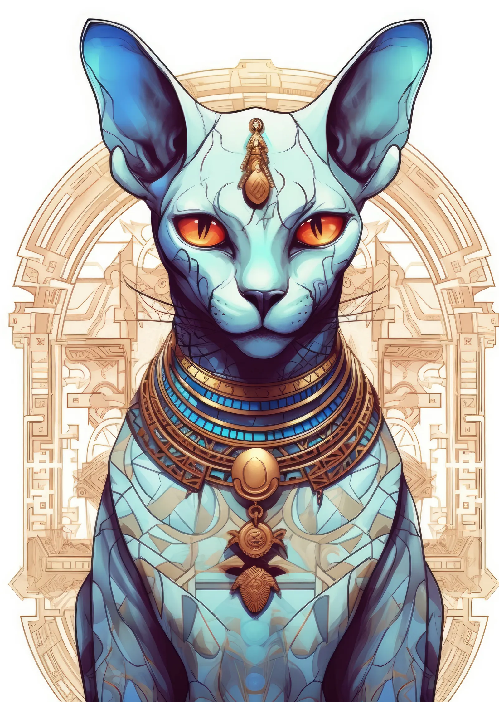Mavi Kedi: Antik Mısır Temalı Sanat Eseri metal tablo
