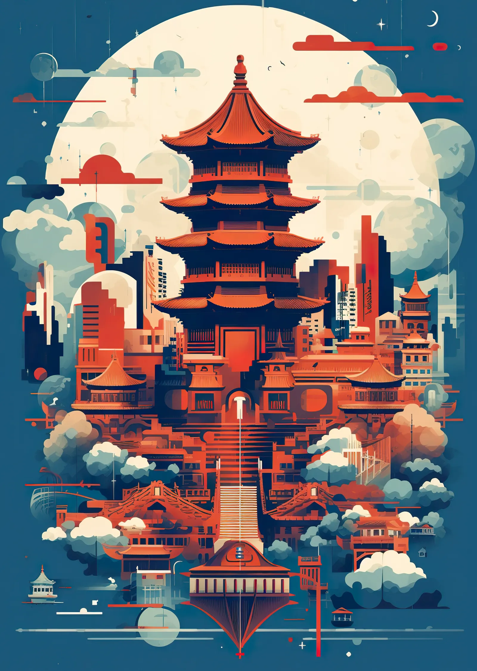 Pagoda Tapınağı metal tablo