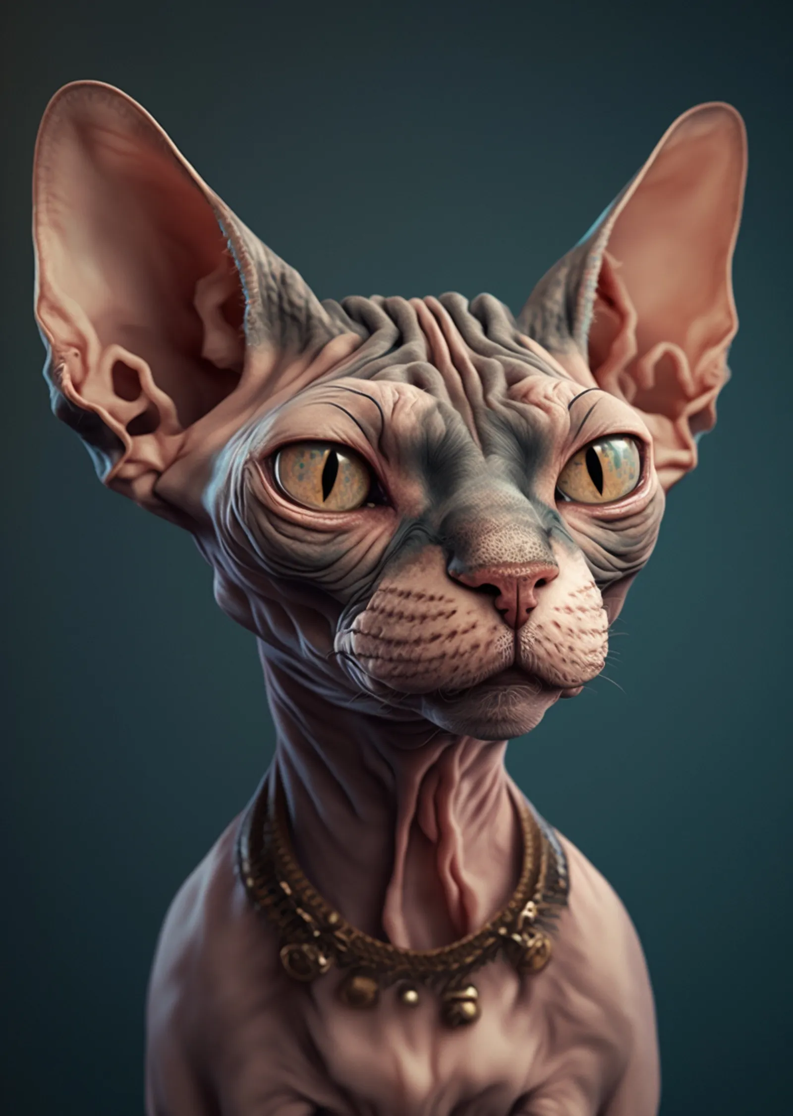 Sphynx Kedisi: Sanatsal Portre metal tablo