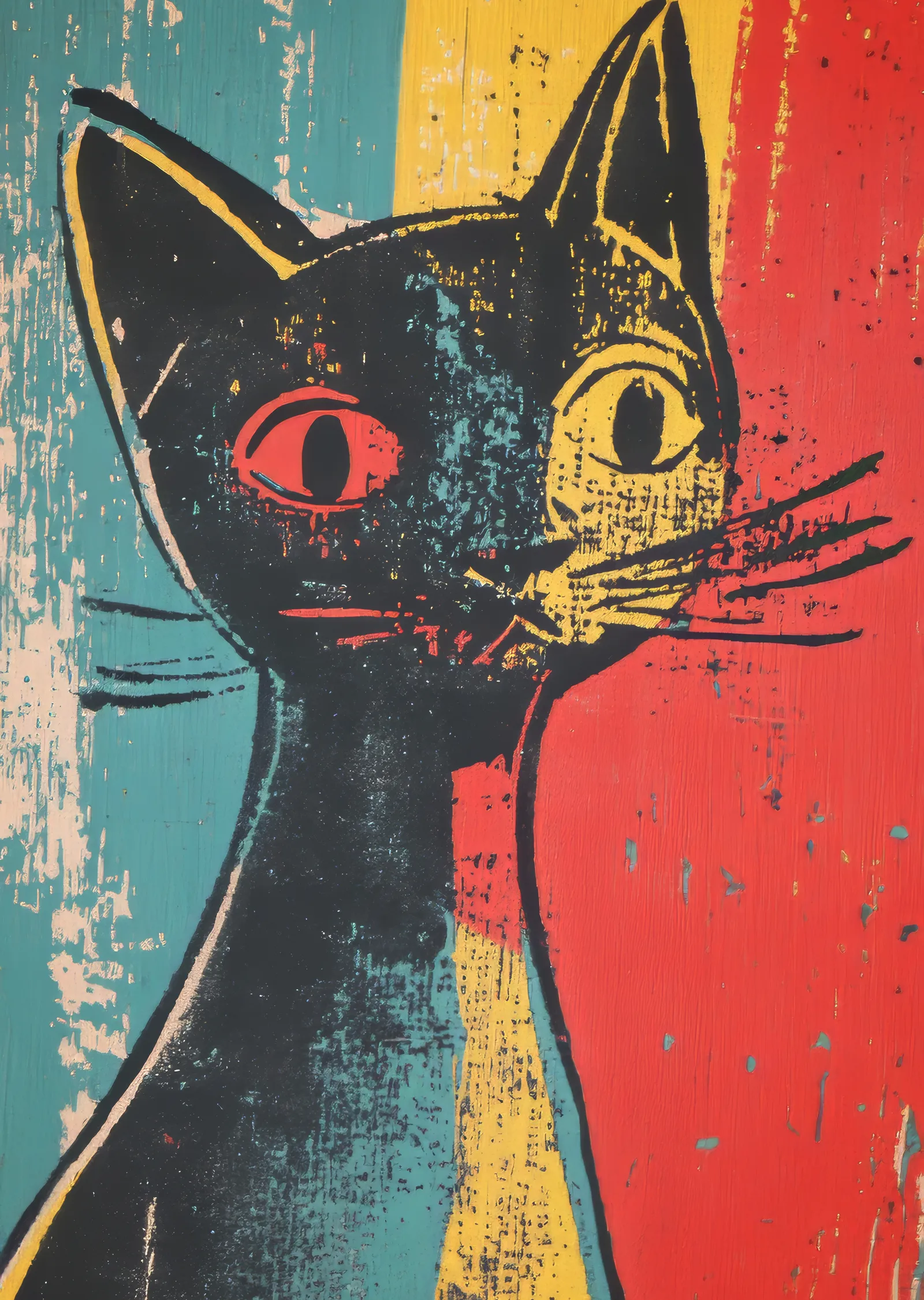 Soyut Siyah Kedi metal tablo