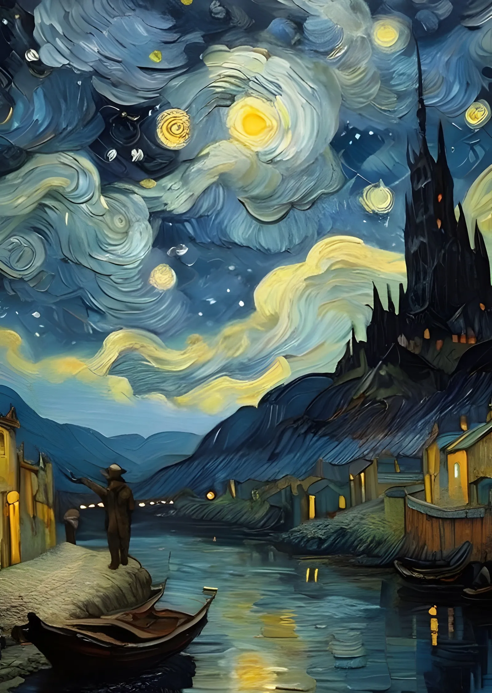 Yıldızlı Gece: Van Gogh'un İzinde metal tablo