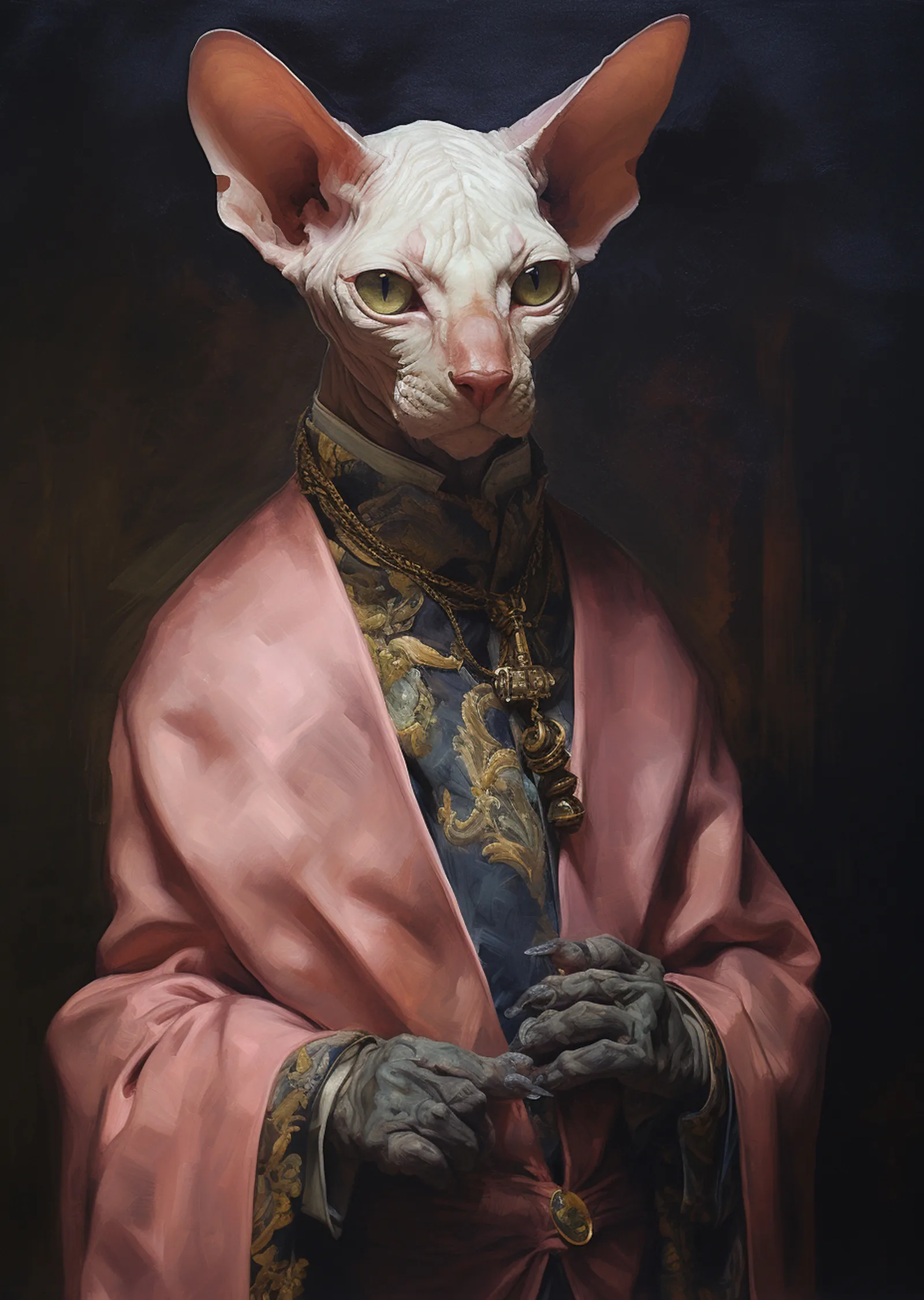 Şık Sphynx Kedisi Portresi metal tablo