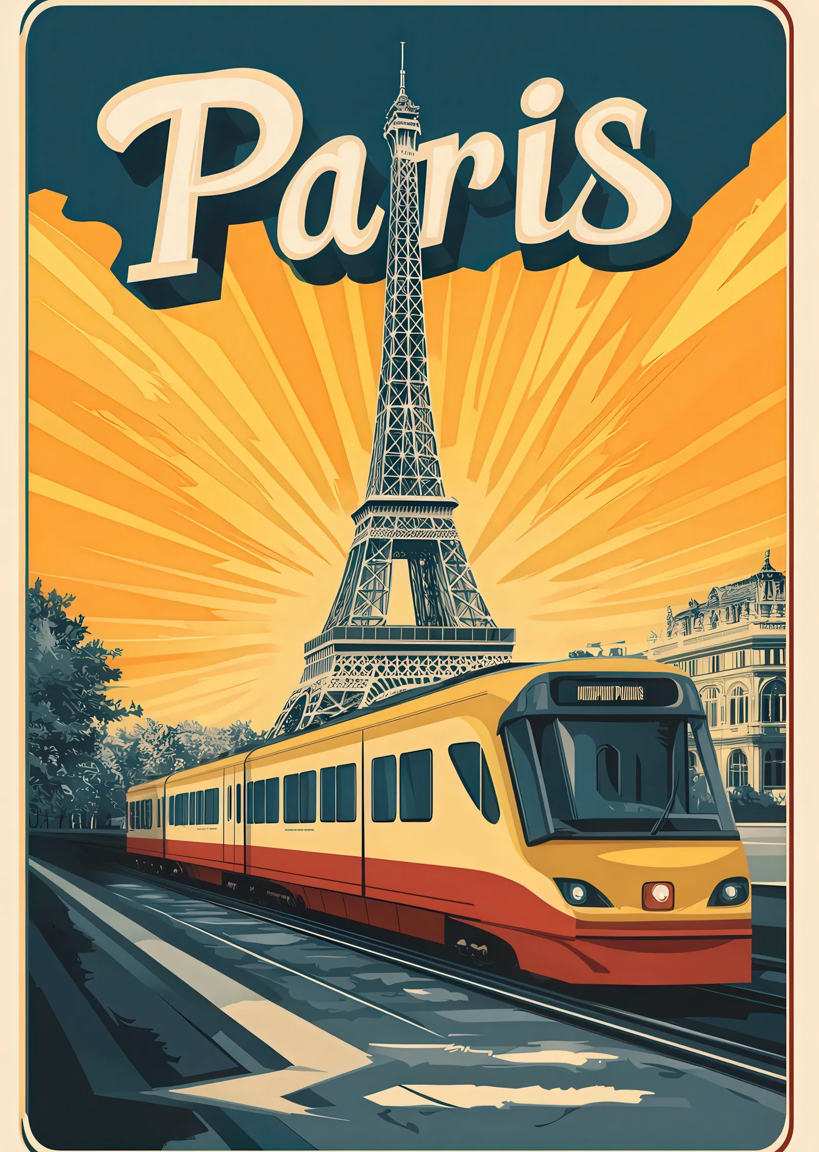 Paris: Metro ile Eiffel Kulesi metal tablo