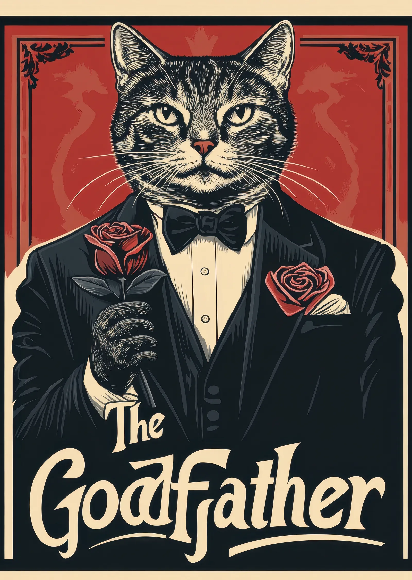 The Godfather: Kedi Versiyonu metal tablo