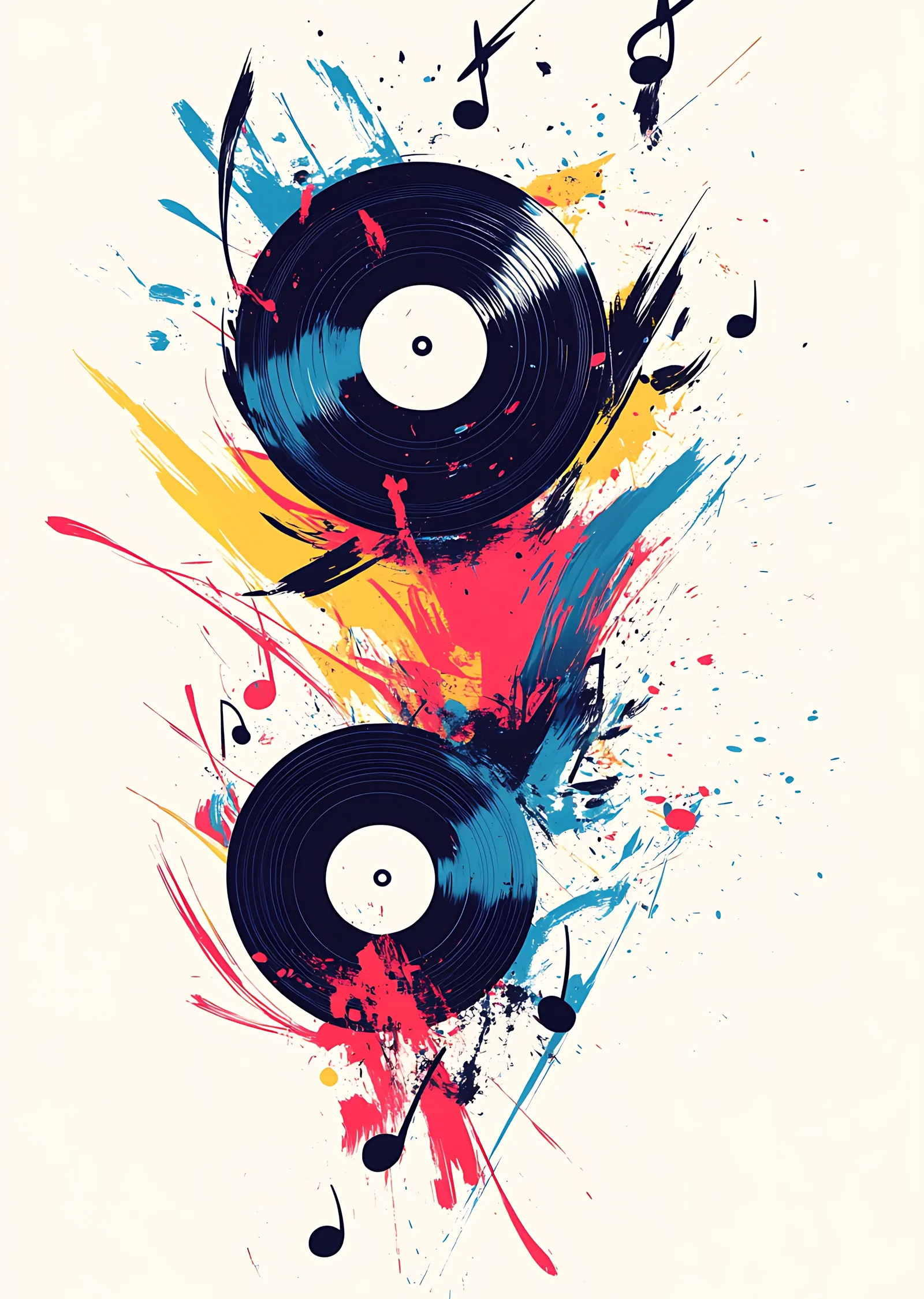 Canlı Ritimli İki Vinil Kayıt metal tablo
