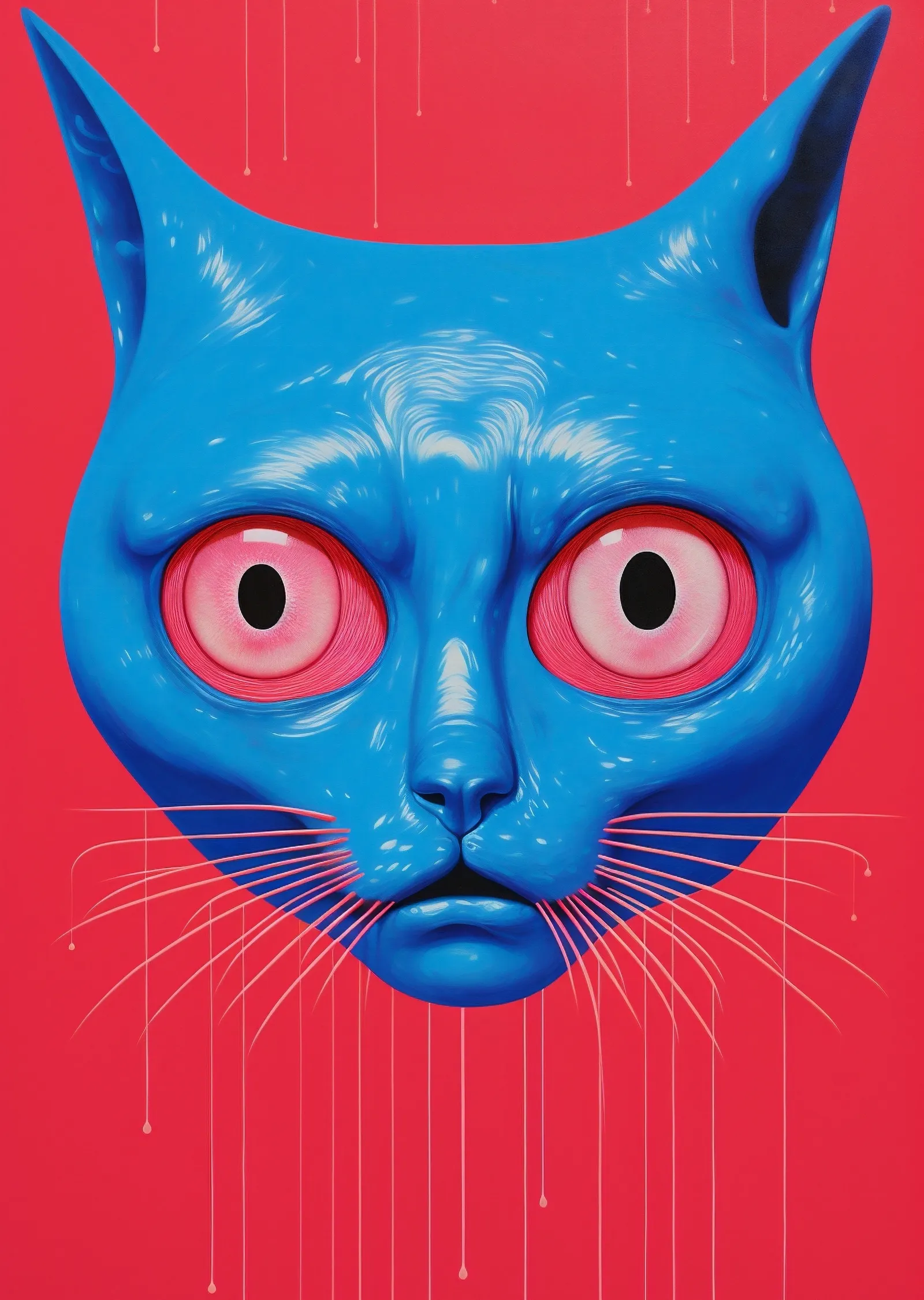 Mavi Kedi Yüzü: Soyut Sanat Eseri metal tablo