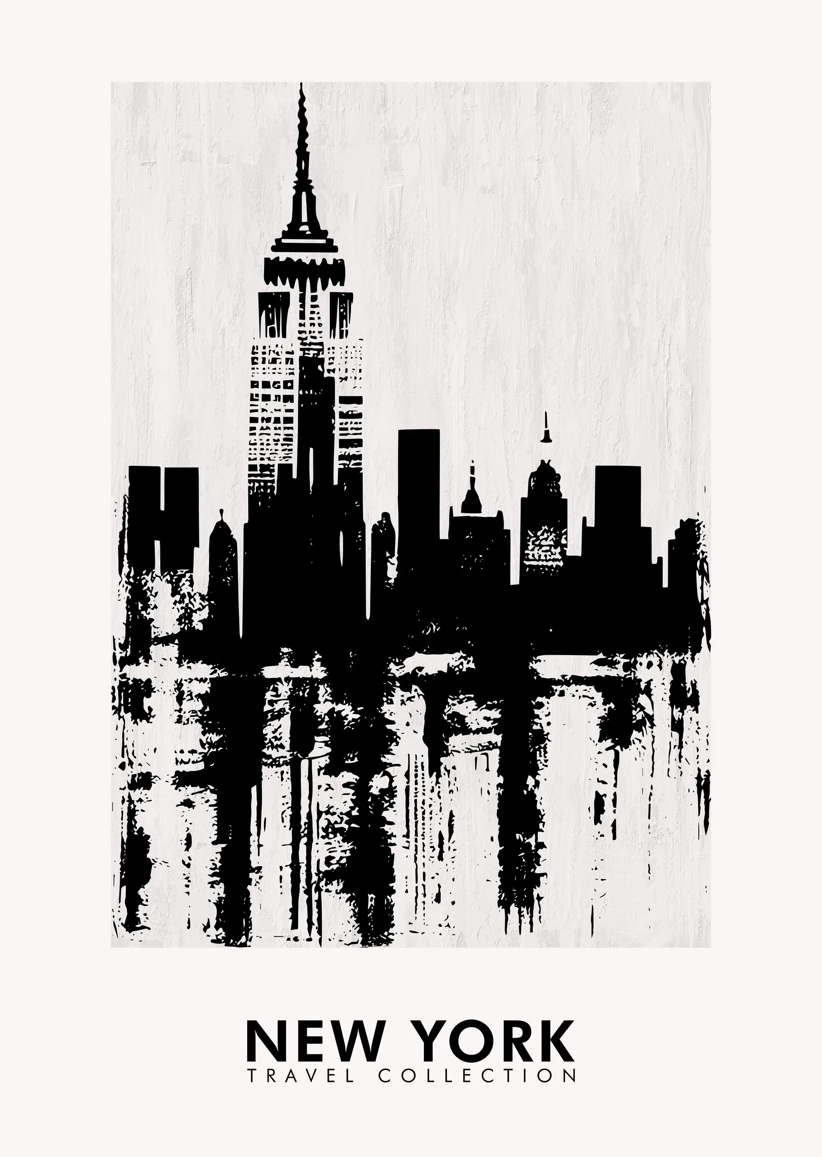 New York Şehir Silüeti - Siyah ve Beyaz Baskı metal tablo